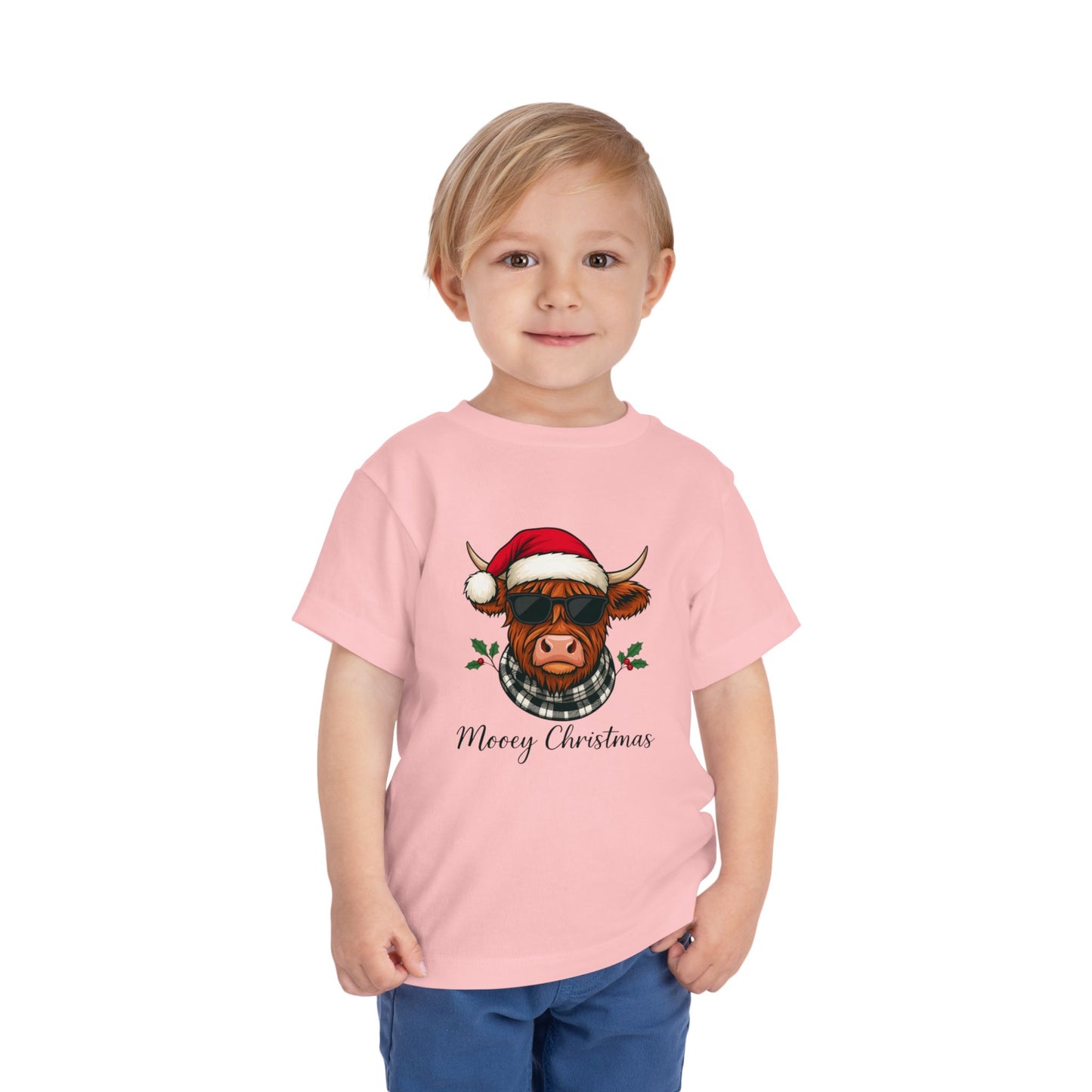 Mooey Christmas Highland Cow Toddler Tee