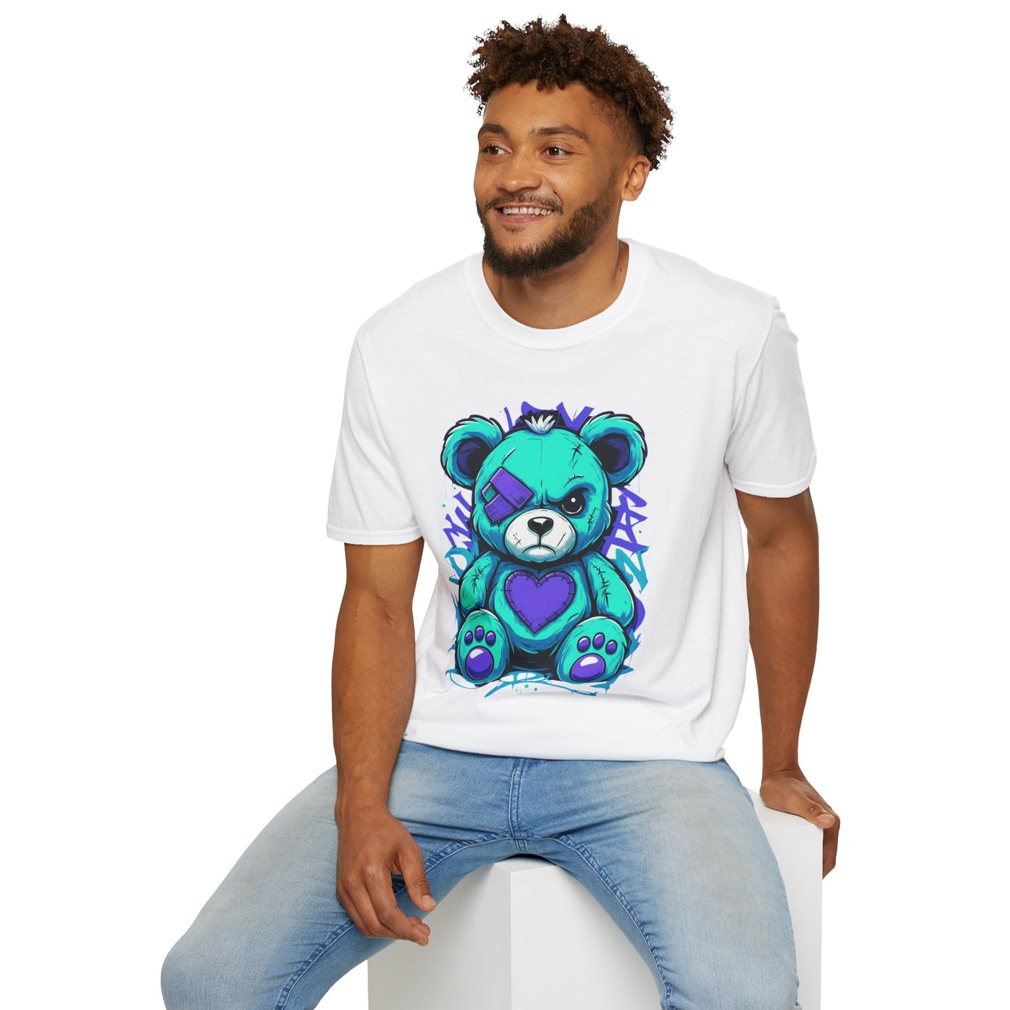 Adorable Grumpy Bear Unisex Softstyle T-Shirt | Cute Graphic Tee, Casual Wear, Gift for Animal Lovers, Birthday Present, Fun Fashion