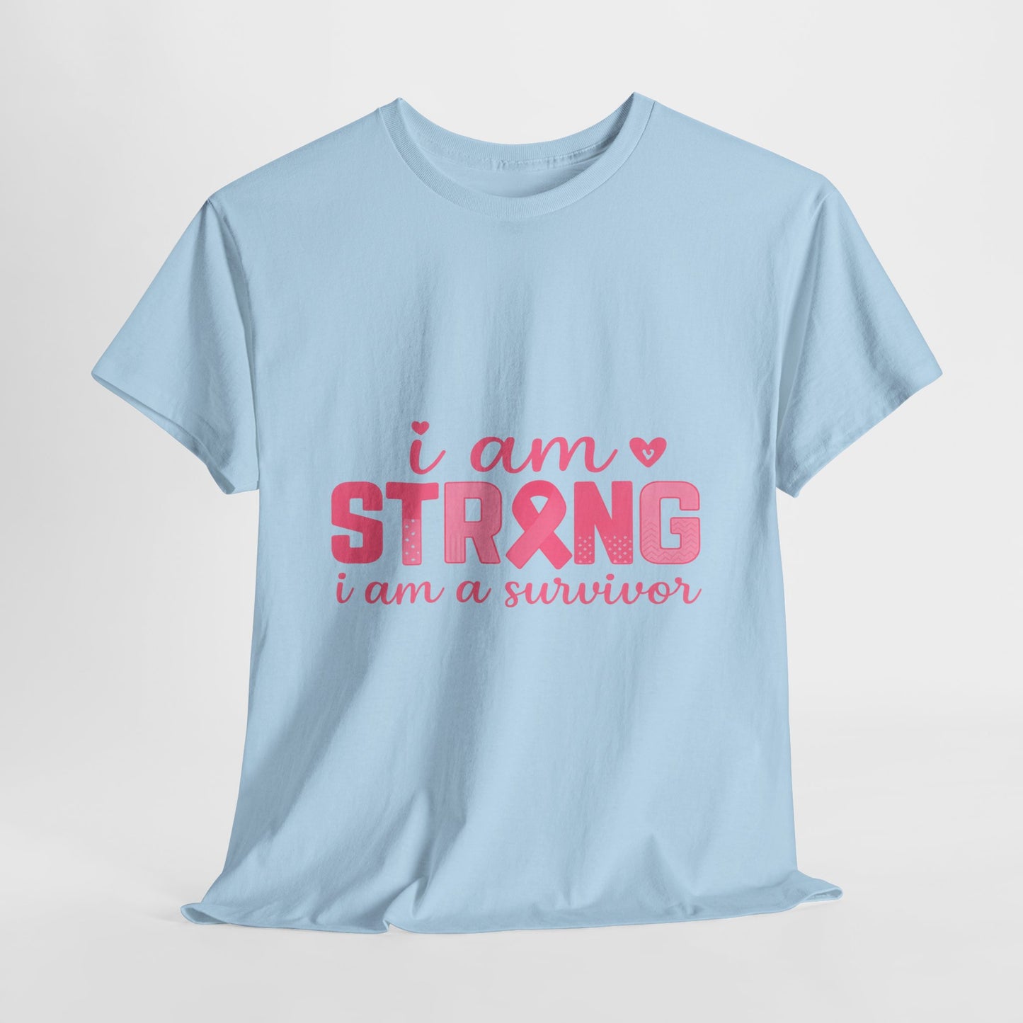 I AM STRONG - Pink Ribbon Breast Cancer Awareness Tee