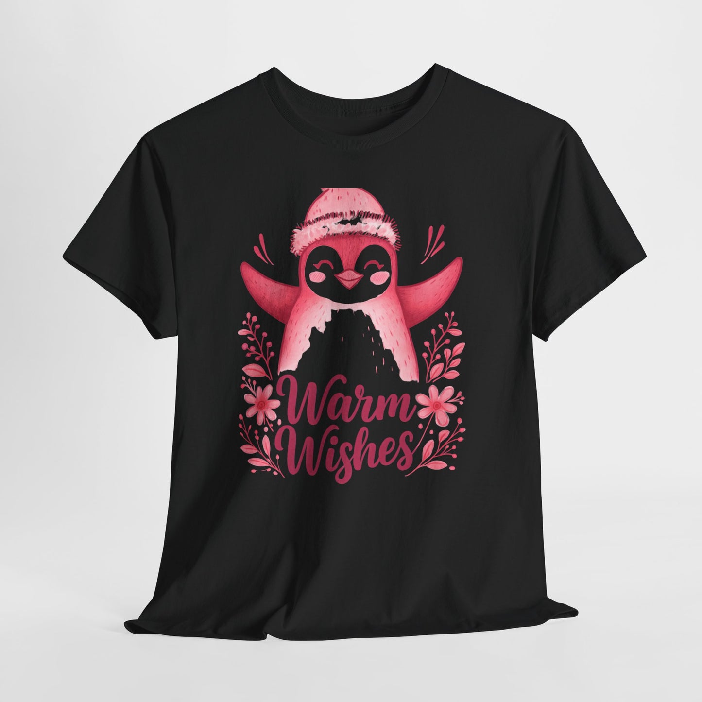 Warm Wishes Pink Penguin Tee - Holiday Tee
