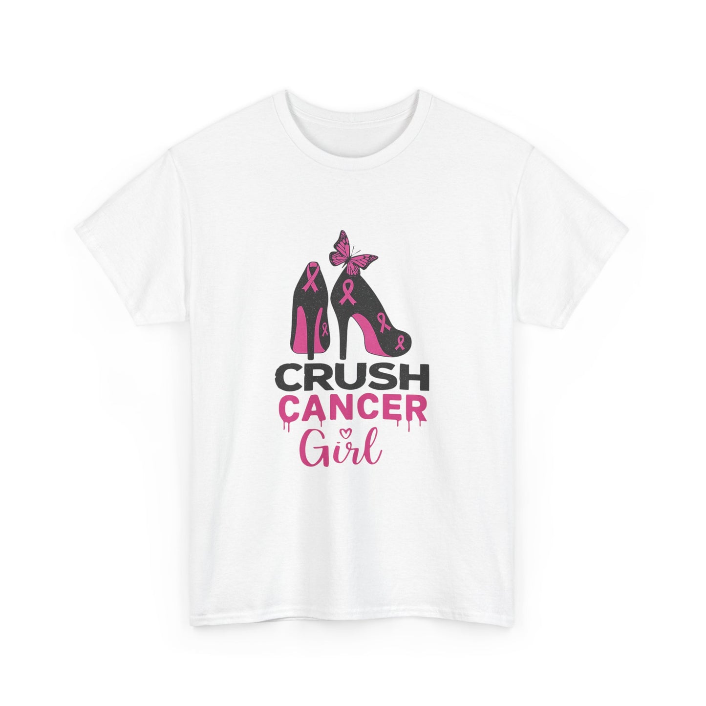 Crush Cancer Girl Tee: High Heels, Pink Ribbon, Hope