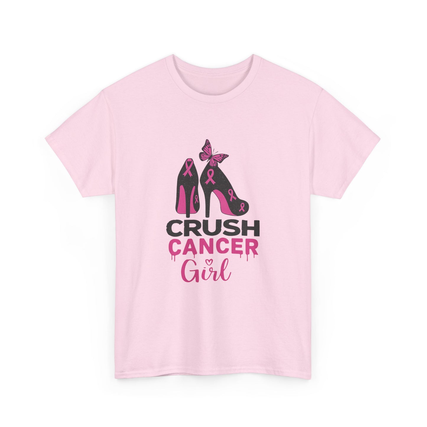 Crush Cancer Girl Tee: High Heels, Pink Ribbon, Hope