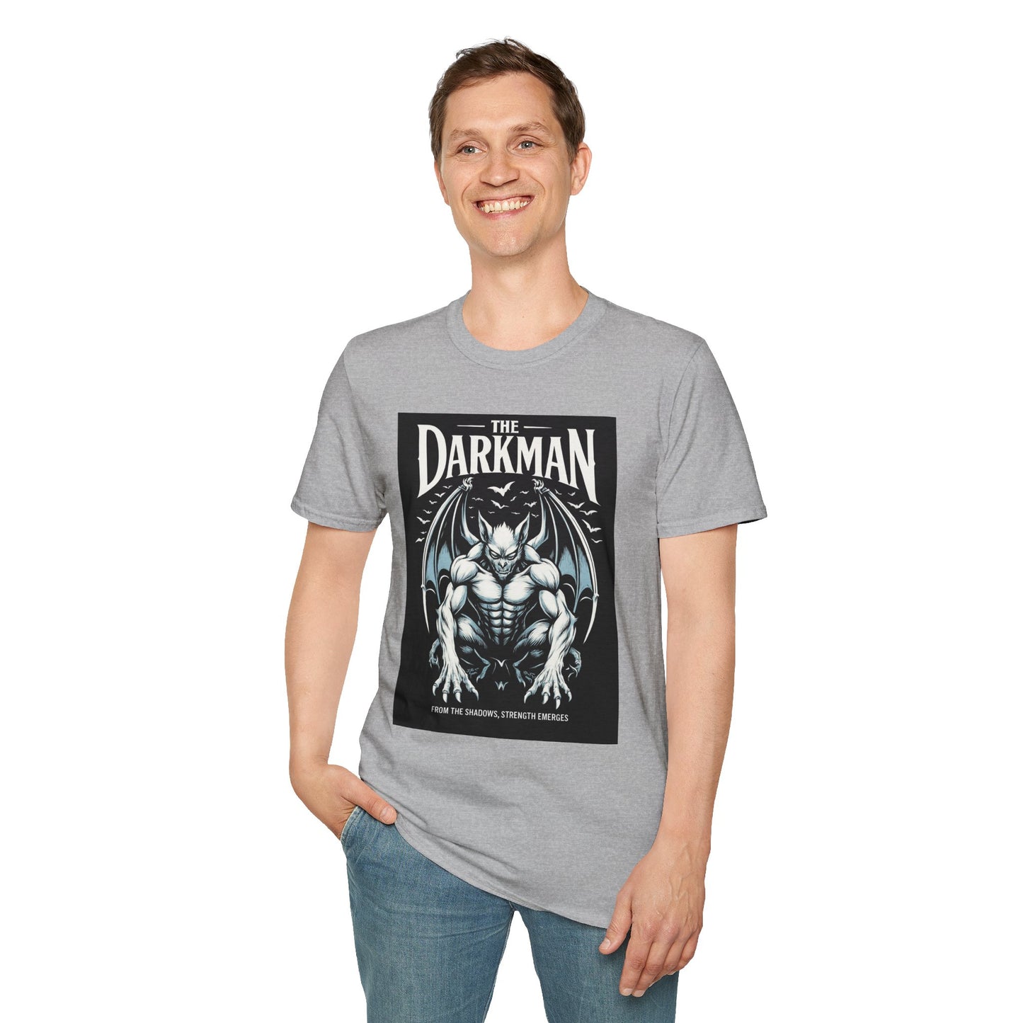 Darkman Graphic T-Shirt, Unisex Softstyle Tee, Edgy Apparel, Casual Wear, Halloween Costume, Gift for Him/Her
