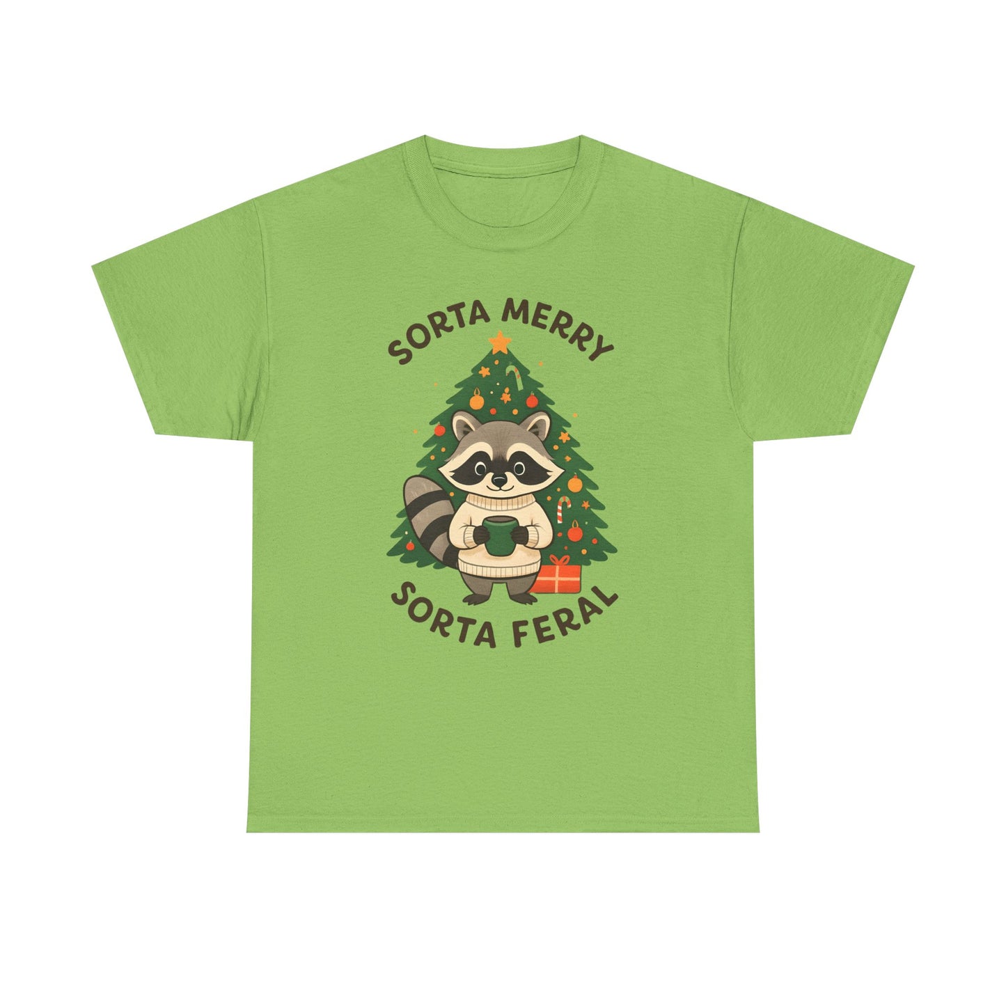 Sorta Merry Sorta Feral Raccoon Christmas Tee