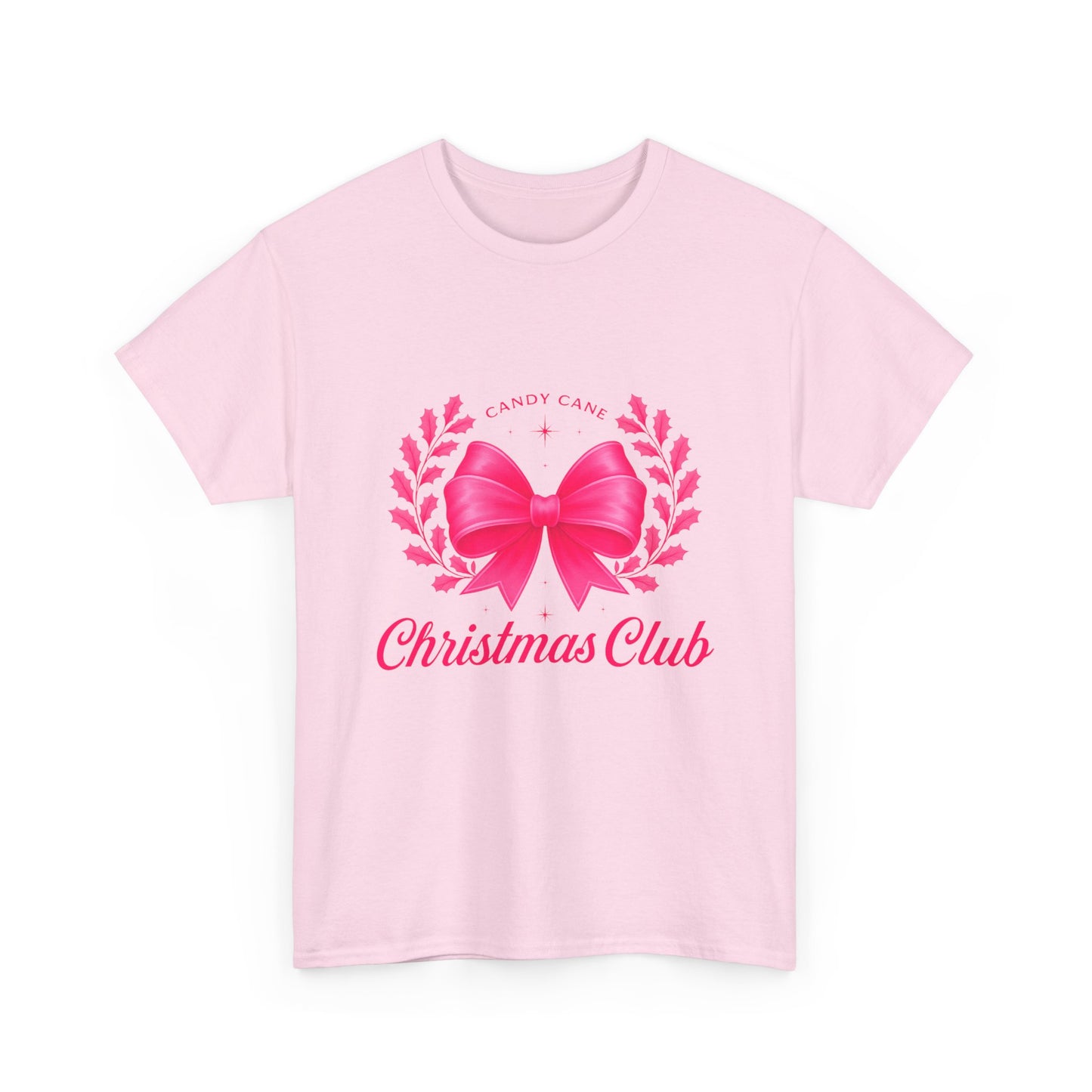 Christmas Tee with Pink Bow and Candy Cane Christmas Club Text
