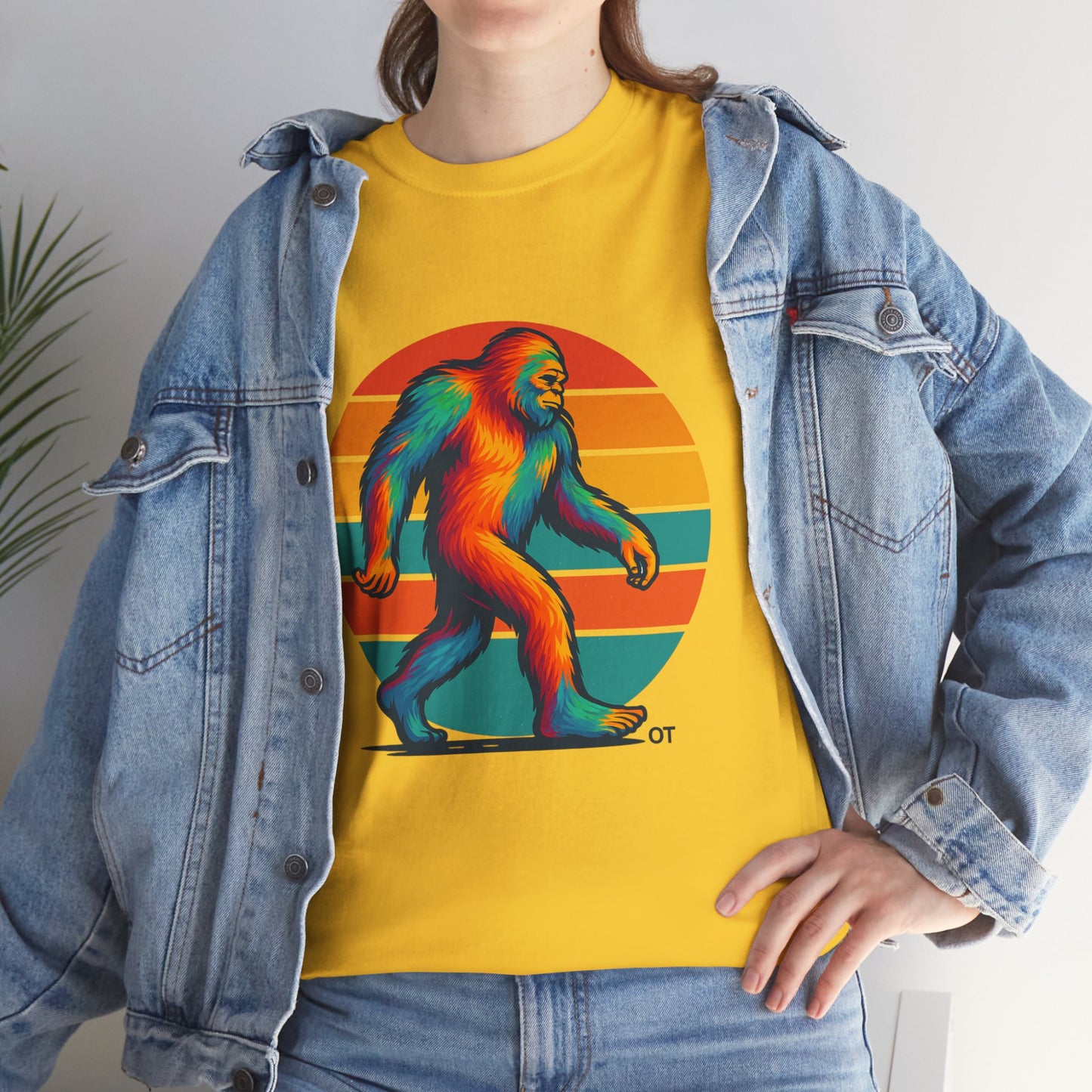 Colorful Bigfoot Unisex T-Shirt, Fun Graphic Tee for Nature Lovers, Perfect for Holidays, Festivals, Camping, Gifts