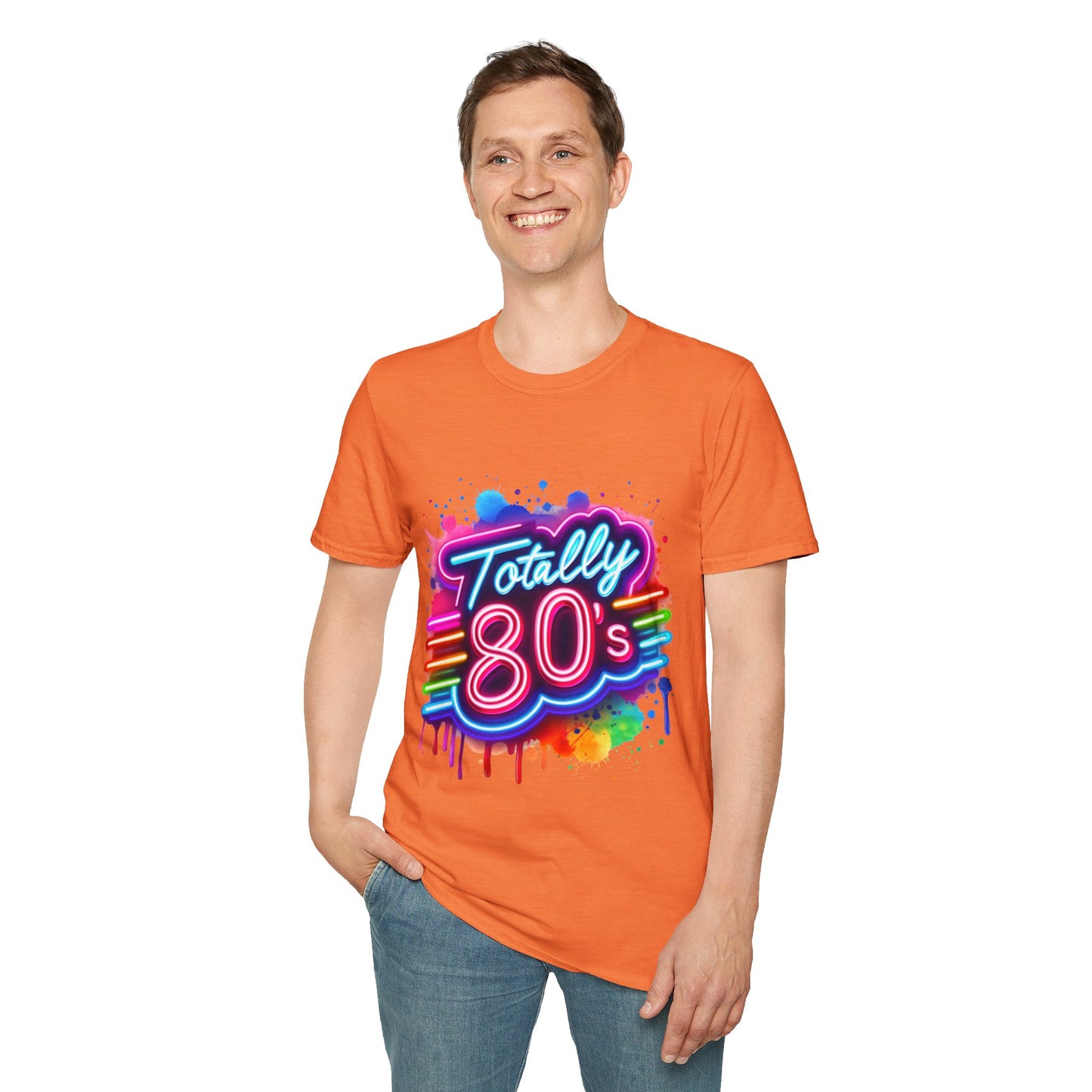 Totally 80s Unisex Softstyle T-Shirt – Retro Vintage Tee, Nostalgic Gift, Party Shirt, Perfect for 80s Theme Events, Festival Wear