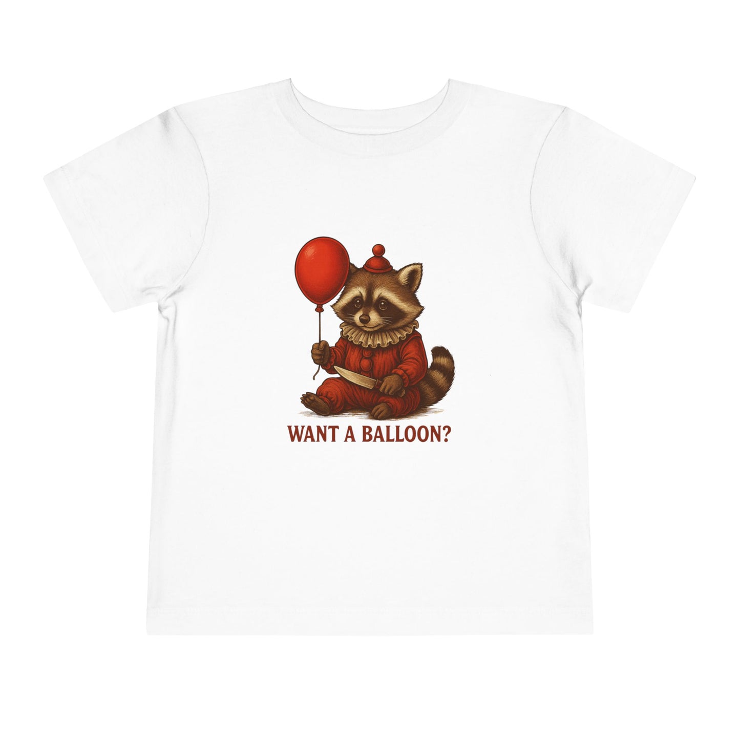 Toddler Halloween Tee with Seated Raccoon Clown Design