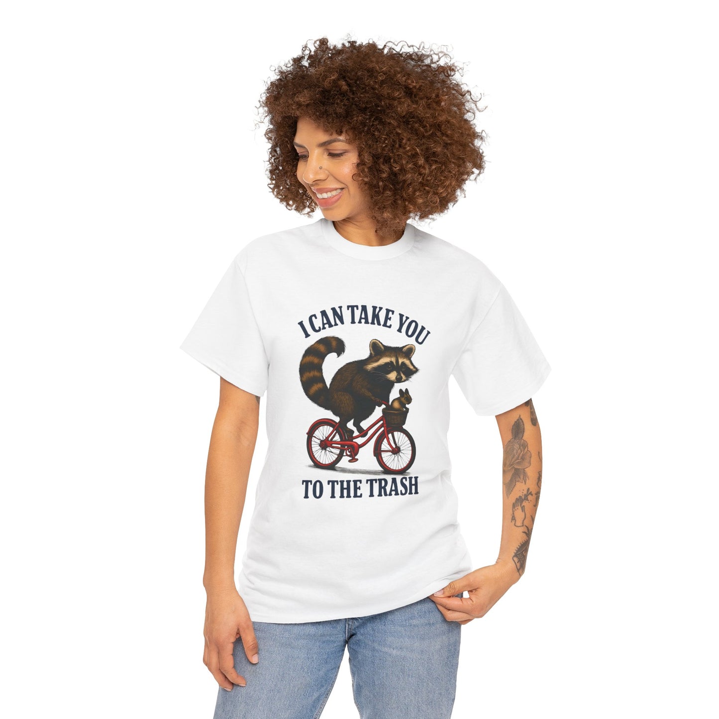 Cotton Tee Vintage Raccoon Bicycle Graphic Shirt