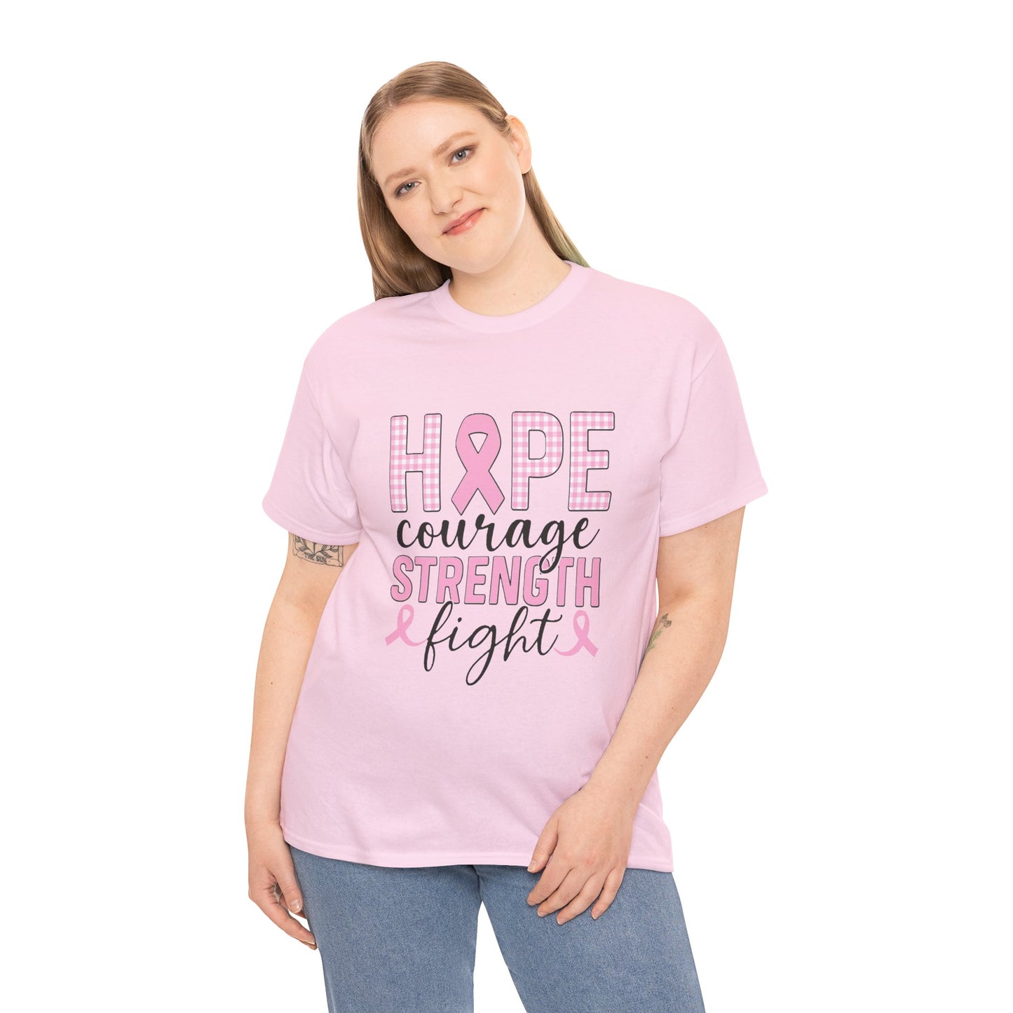 Hope, Courage & Strength Pink Ribbon Awareness Tee