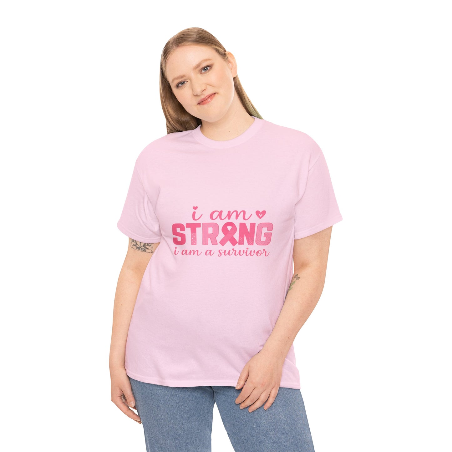I AM STRONG - Pink Ribbon Breast Cancer Awareness Tee
