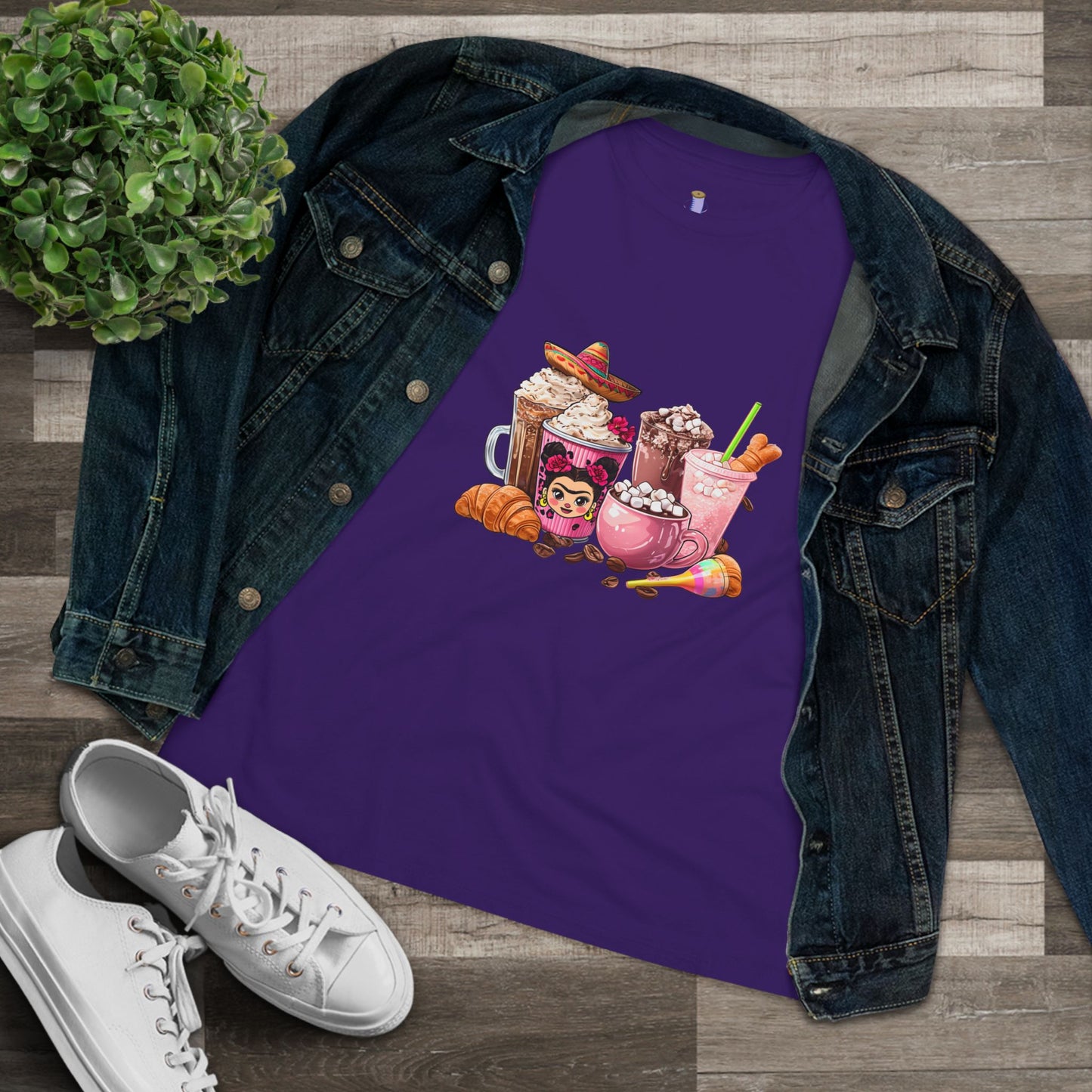 Latina Cute Beverage Women's Cotton Tee, Coffee Lover Gift, Cute Summer Shirt, Birthday Present, Cozy Foodie Tee
