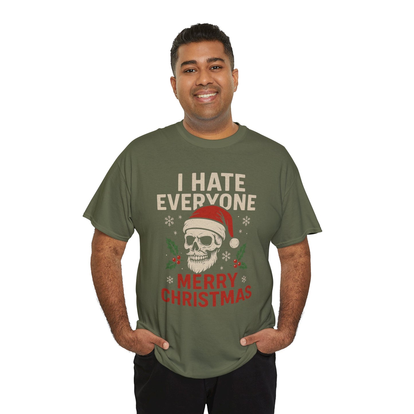 I Hate Everyone Merry Christmas Skull Tee
