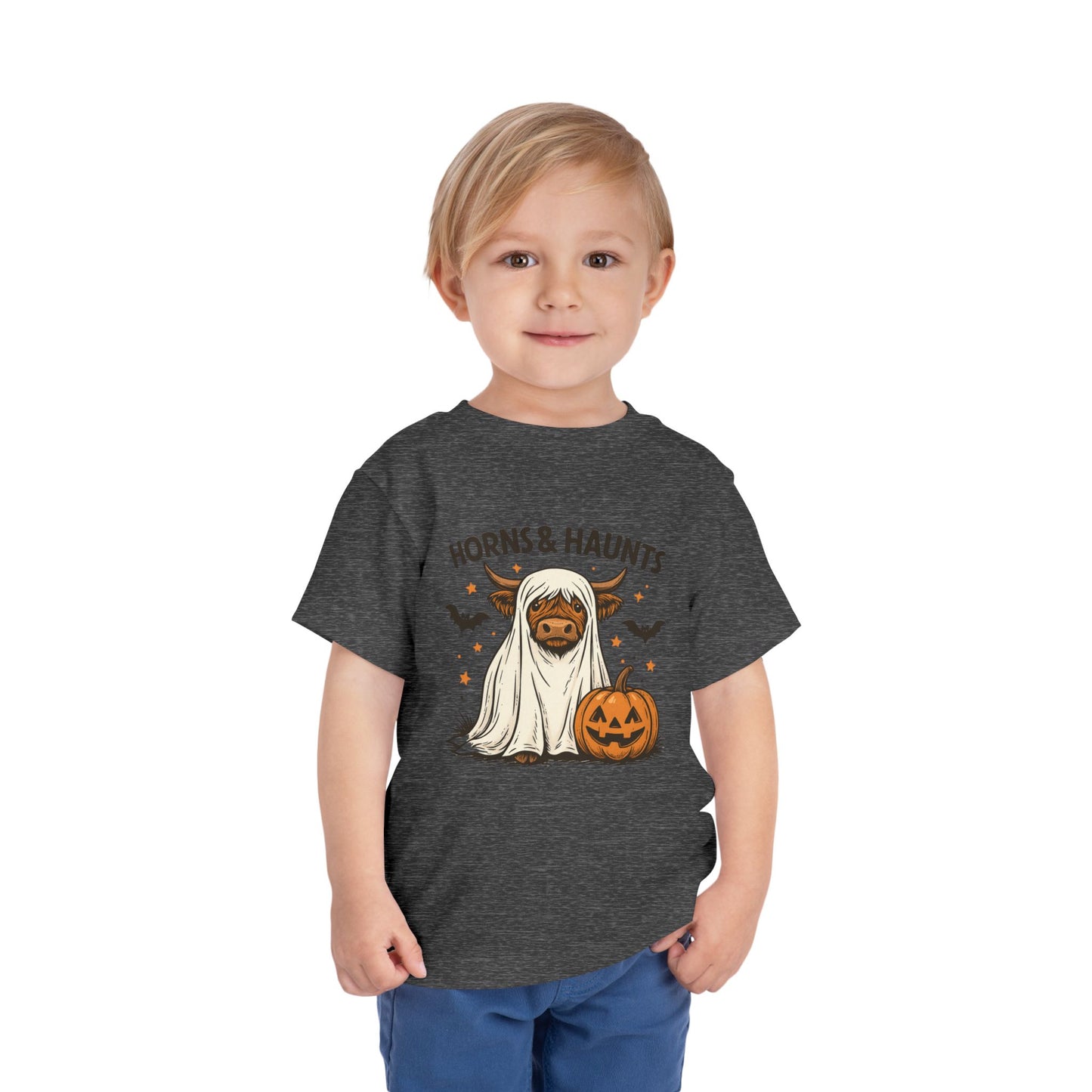 Horns & Haunts Highland Cow Toddler Halloween Tee