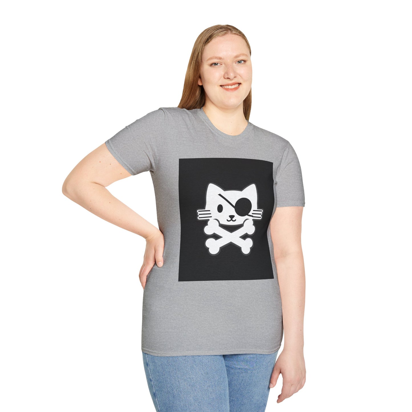 Pirate Cat Unisex T-Shirt, Playful Tee, Gift for Cat Lovers, Cute Animal Shirt, Fun Fashion for Parties, Casual Wear
