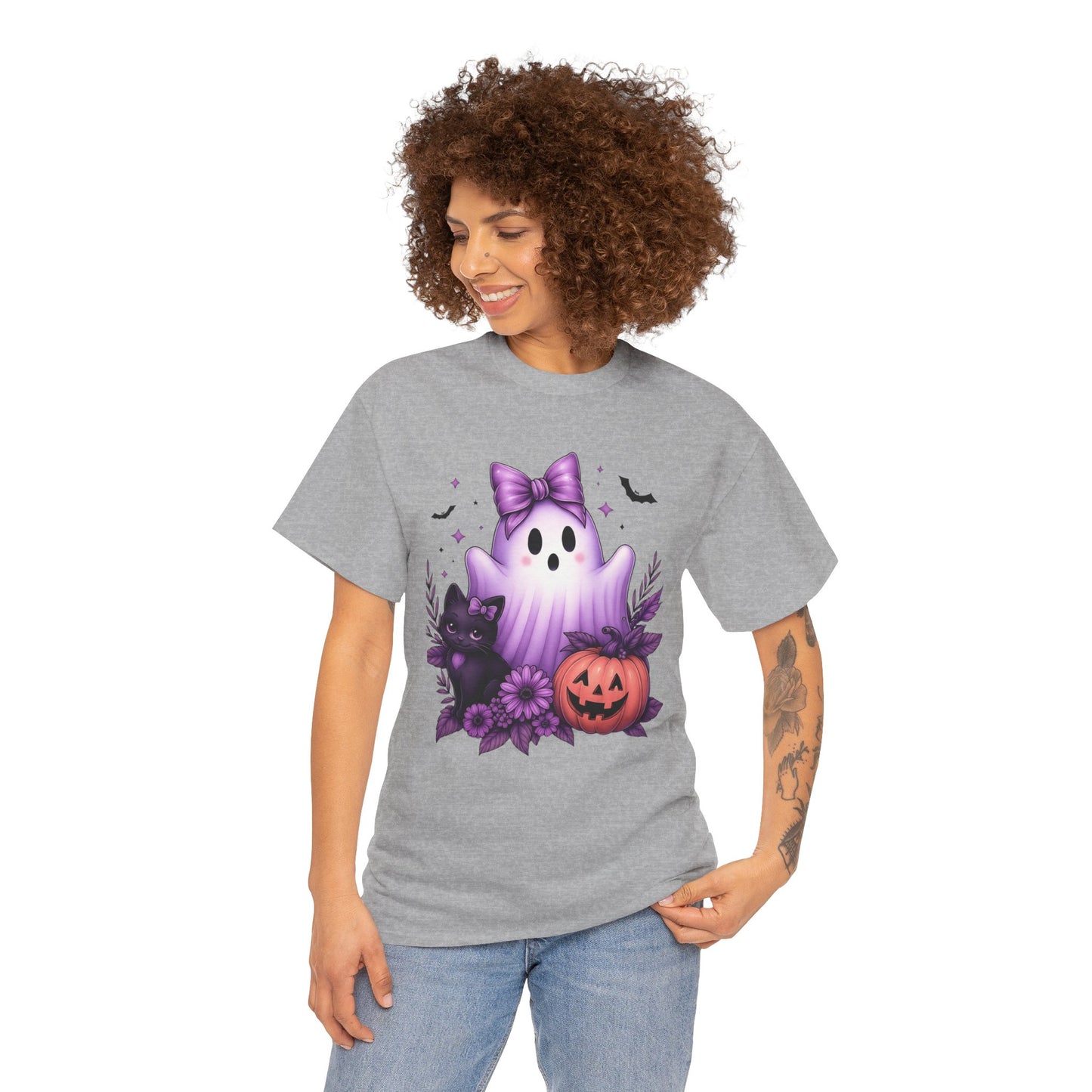 Pastel Halloween Ghost Cat Tee