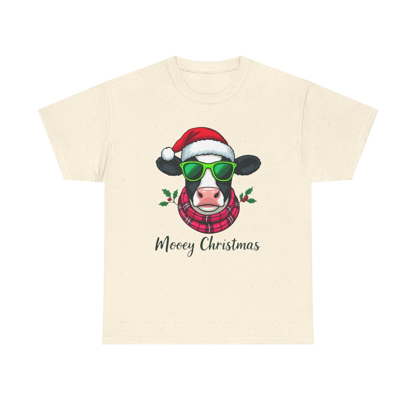 Moovey Christmas Cow Tee - Pink Plaid Scarf & Sunglasses