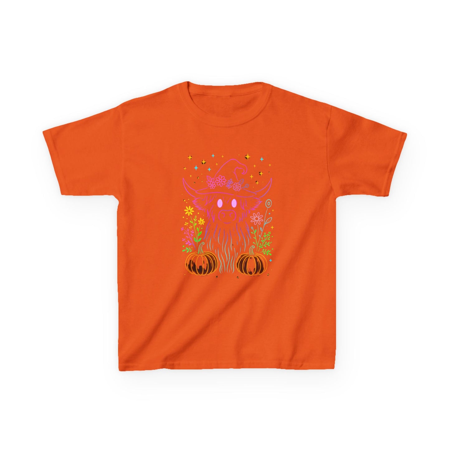 Halloween Highland Cow Tee - Spooky & Cute Kids Shirt