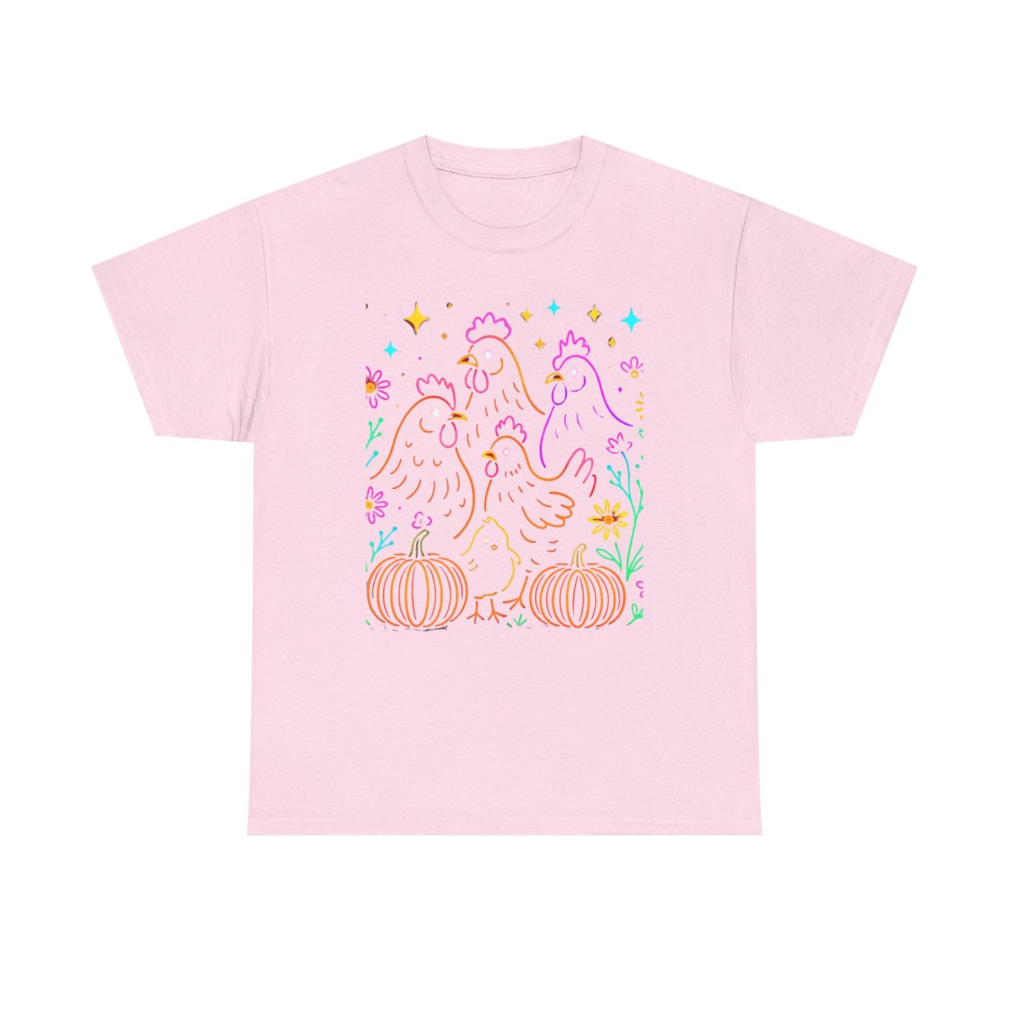 Autumn Glow Chicken Tee – Colorful Farmhouse Pumpkin Shirt