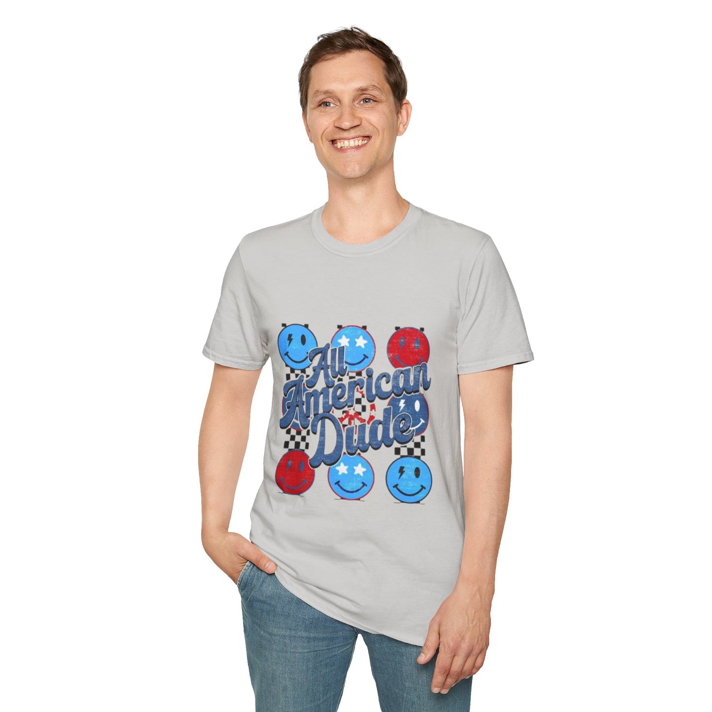 All American Dude Unisex T-Shirt, Patriotic Tee, Summer Fashion, Gift for Him, July 4th Celebration, Casual Wear