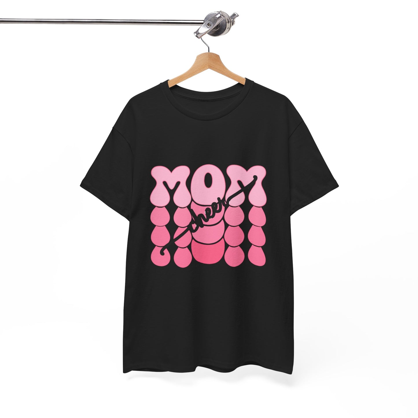 MOM Cheer – Pink Bubble Letter Spirit Tee