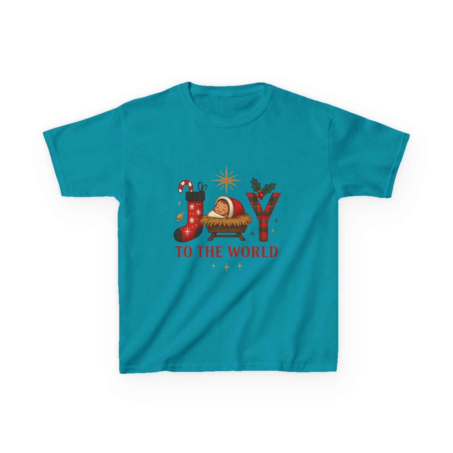Joy to the World Dino Christmas Kids Tee