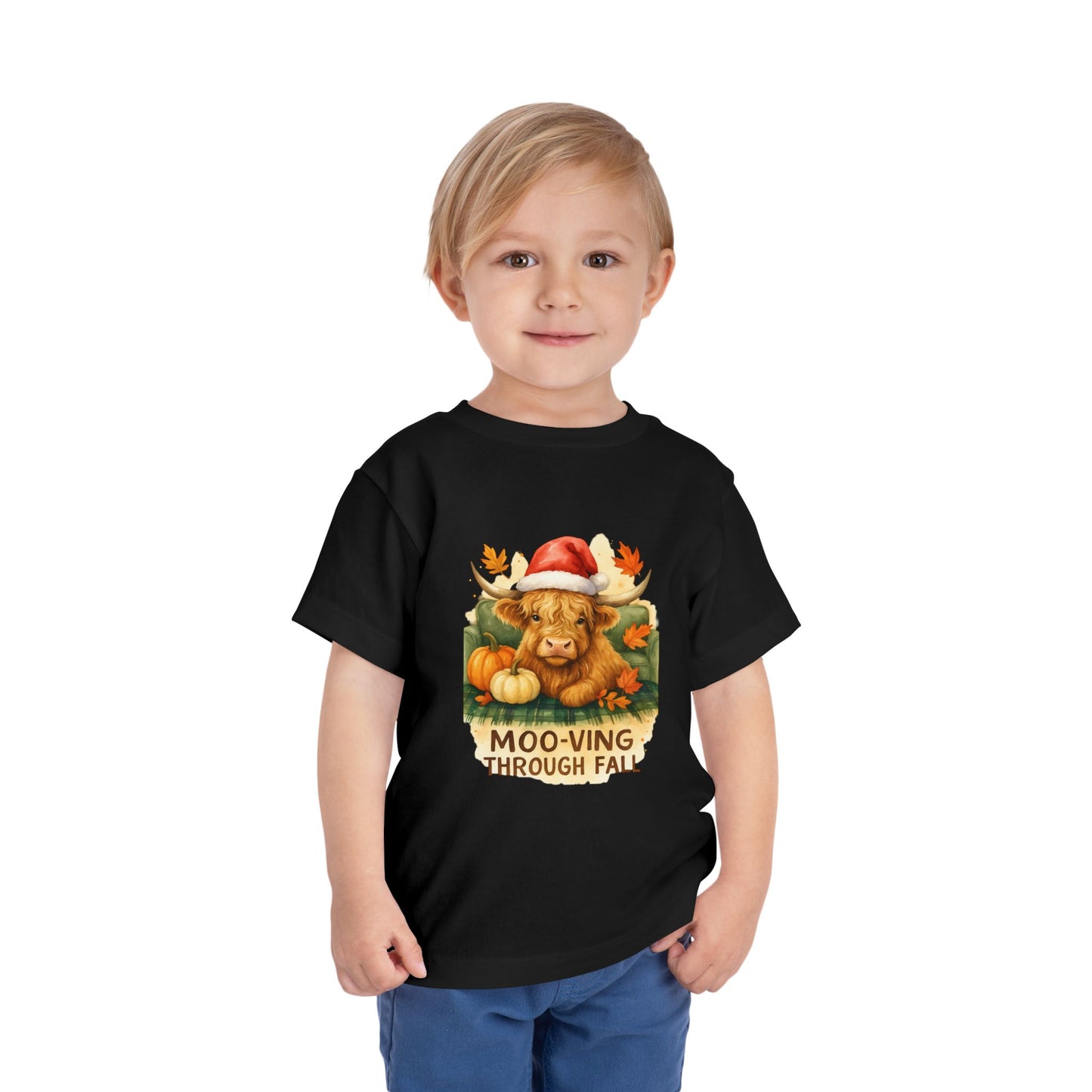 Moo-ving Through Fall Toddler Christmas Tee