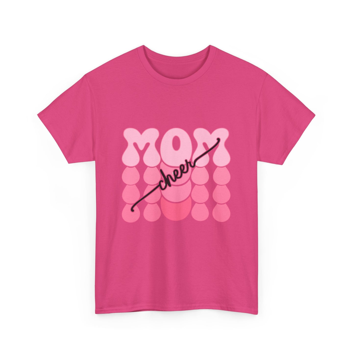MOM Cheer – Pink Bubble Letter Spirit Tee