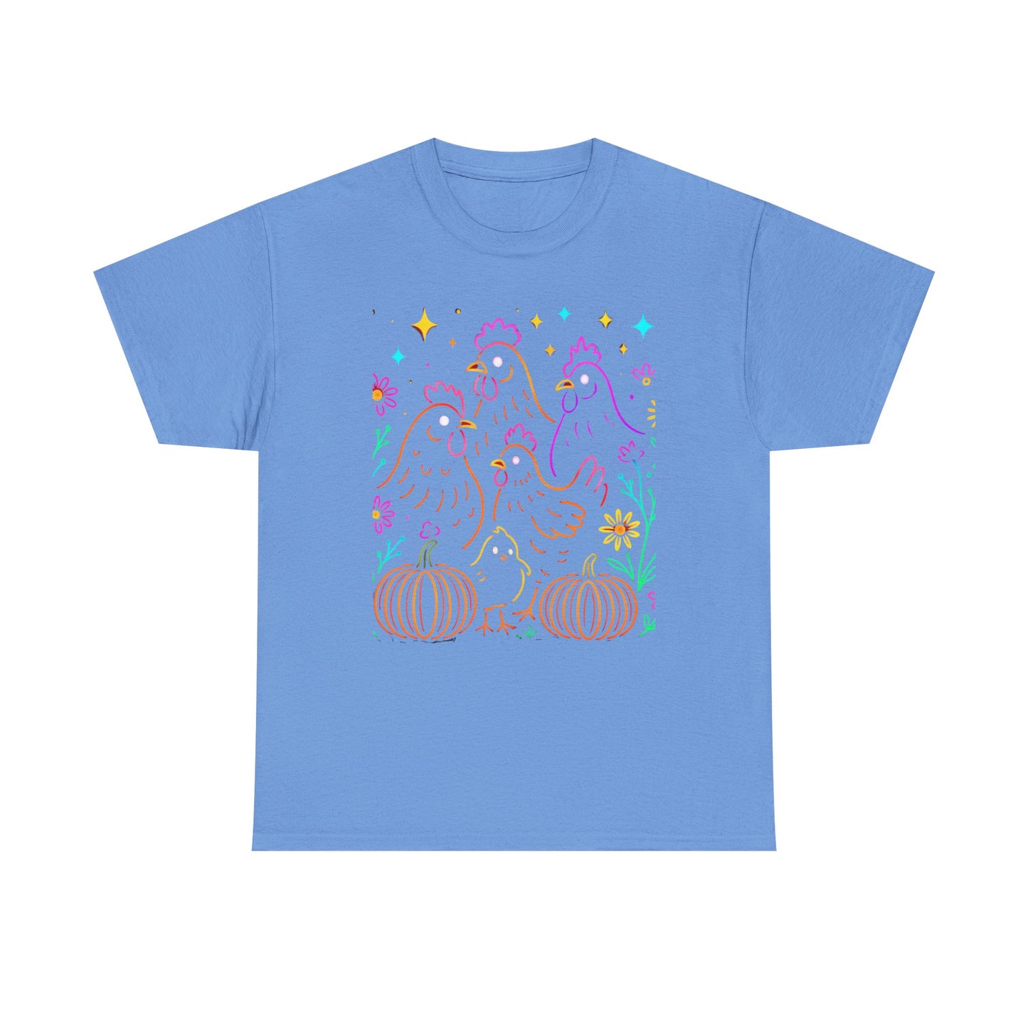 Autumn Glow Chicken Tee – Colorful Farmhouse Pumpkin Shirt