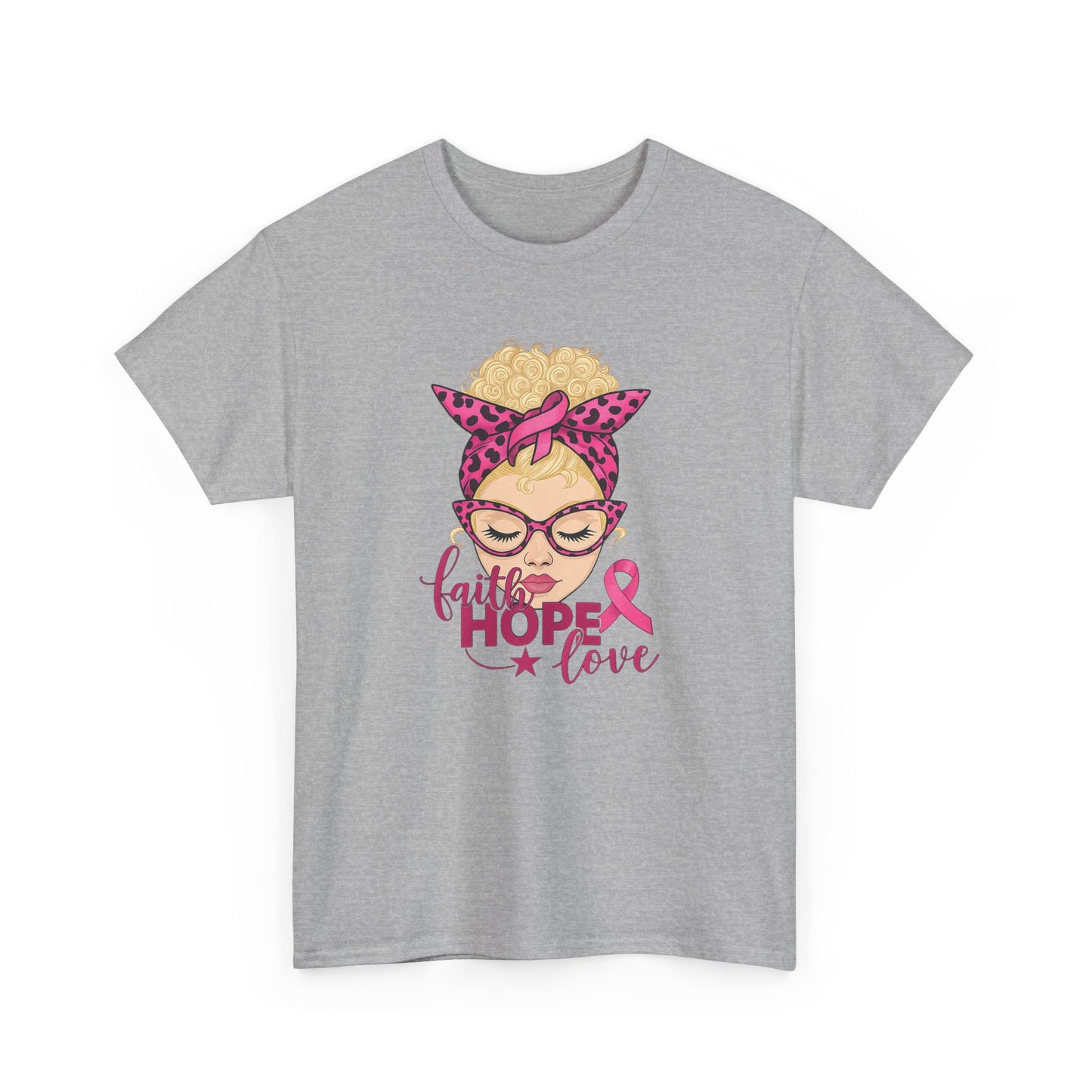 Hope Love Pink Ribbon Tee - Breast Cancer Awareness