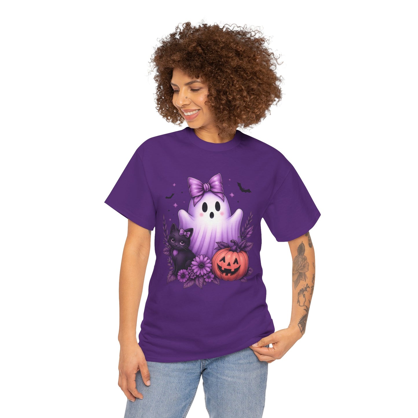 Pastel Halloween Ghost Cat Tee
