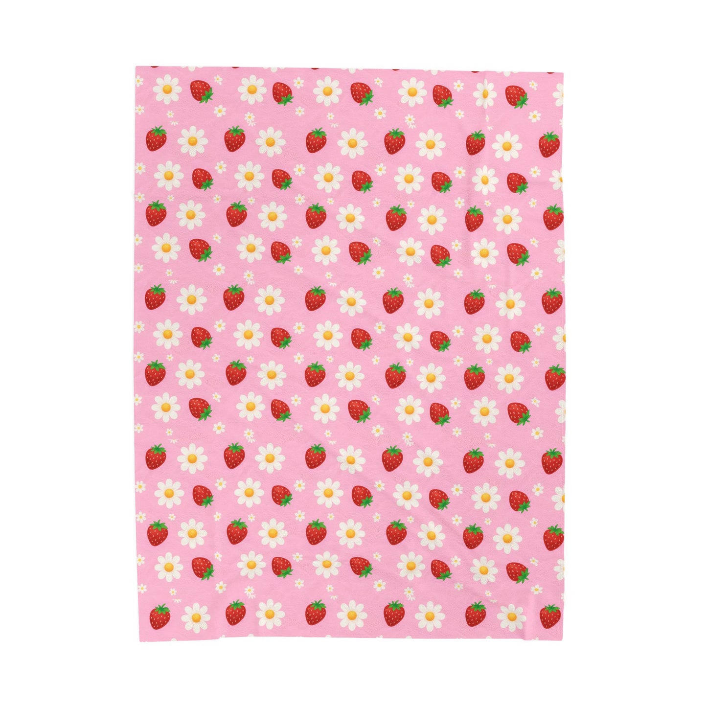 Cozy Strawberry Floral Blanket | Soft Plush Throw, Nursery Decor, Gift for Kids, Spring Home Accents, Cute Couch Cover