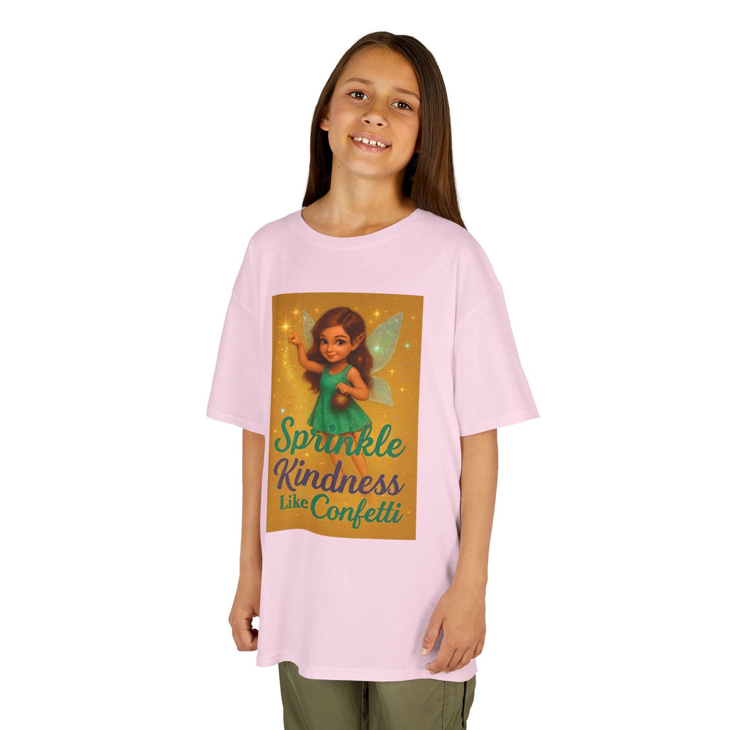 Sparkle Kindness Kids Cotton Tee - Whimsical Fairy Design, Perfect Birthday Gift, Playtime Apparel, Encouraging Message, Kids Fashion