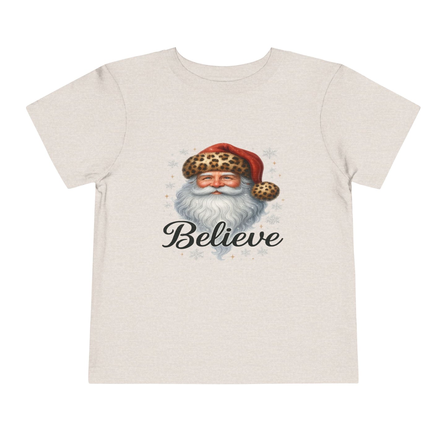 Believe Santa Leopard Print Toddler Christmas Tee