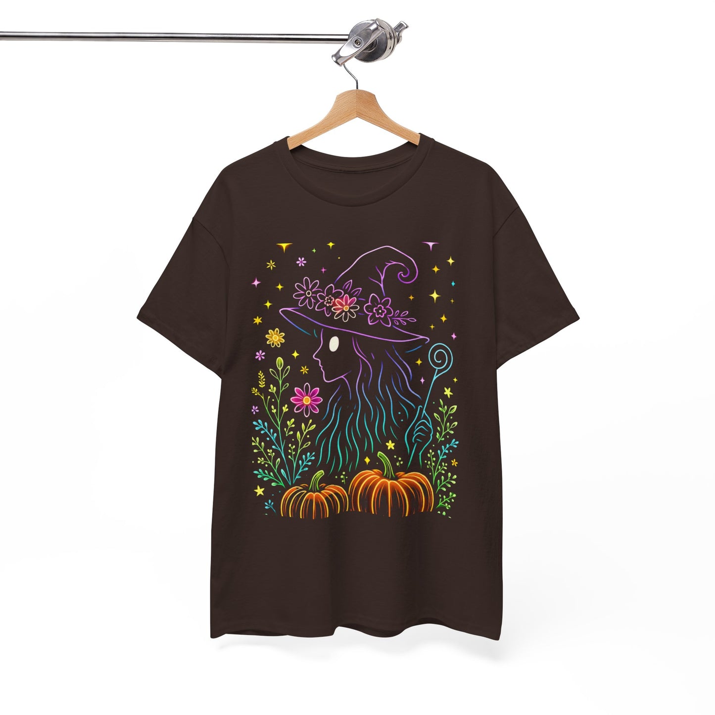 🌙 Whimsical Witch Cat Tee – Magical Halloween Pumpkin Shirt