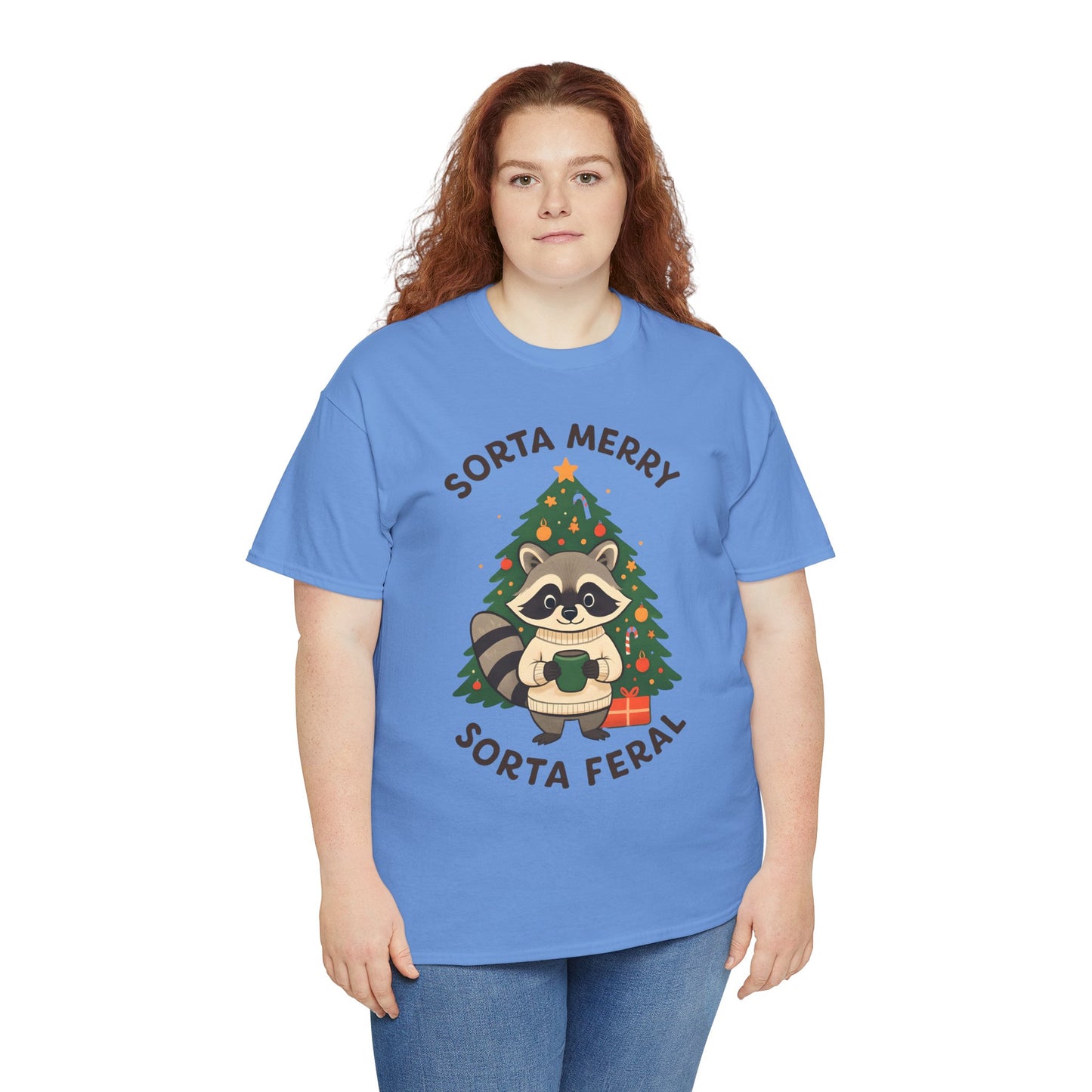 Sorta Merry Sorta Feral Raccoon Christmas Tee