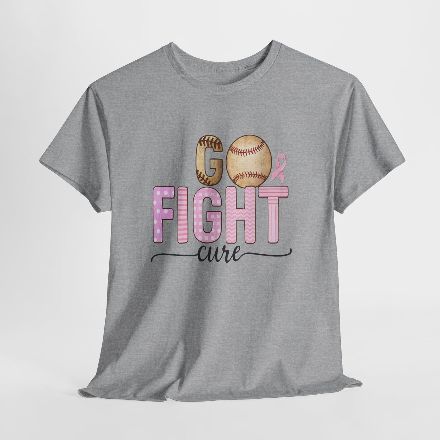 Go Fight Cure Baseball Pink Ribbon Awareness Tee