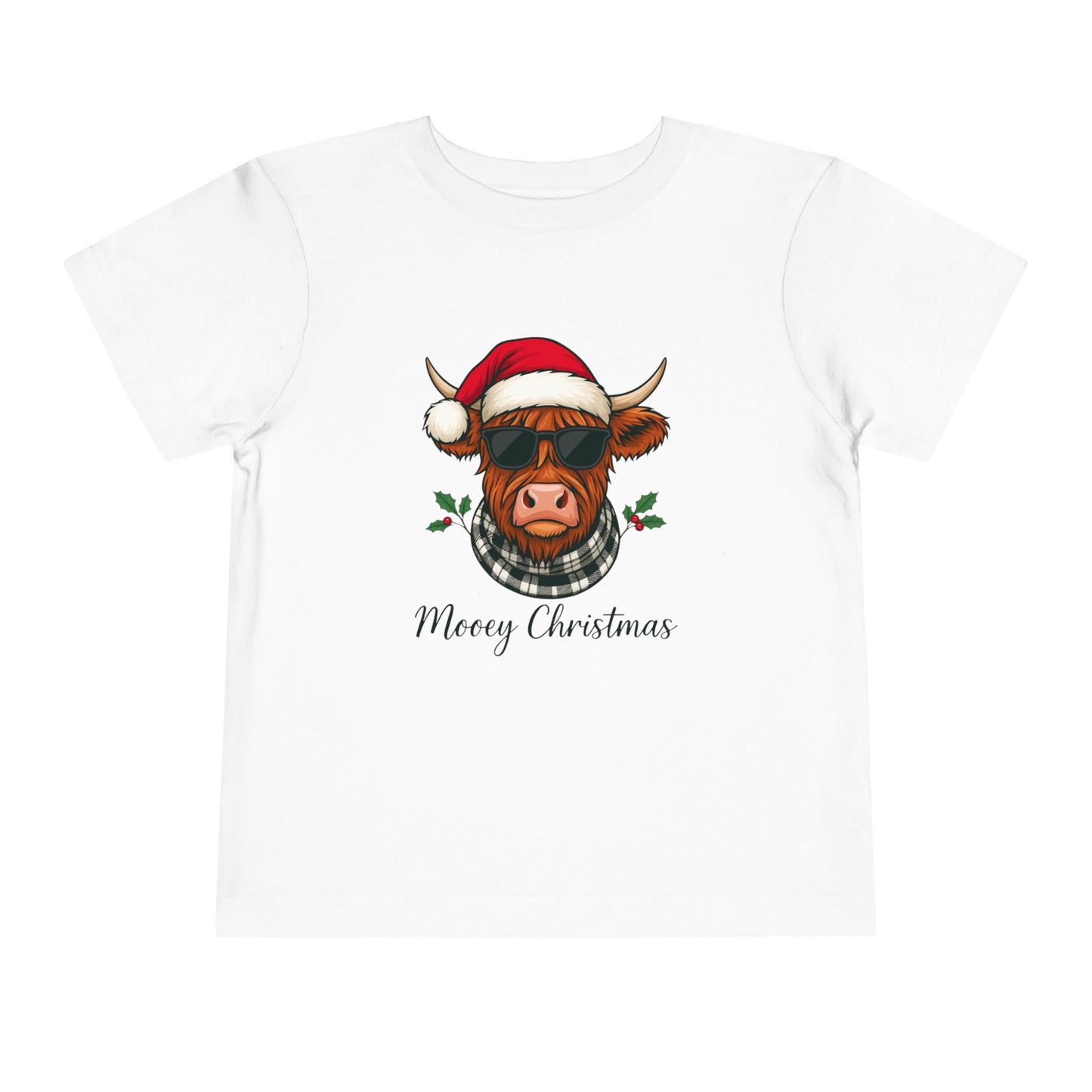 Mooey Christmas Highland Cow Toddler Tee