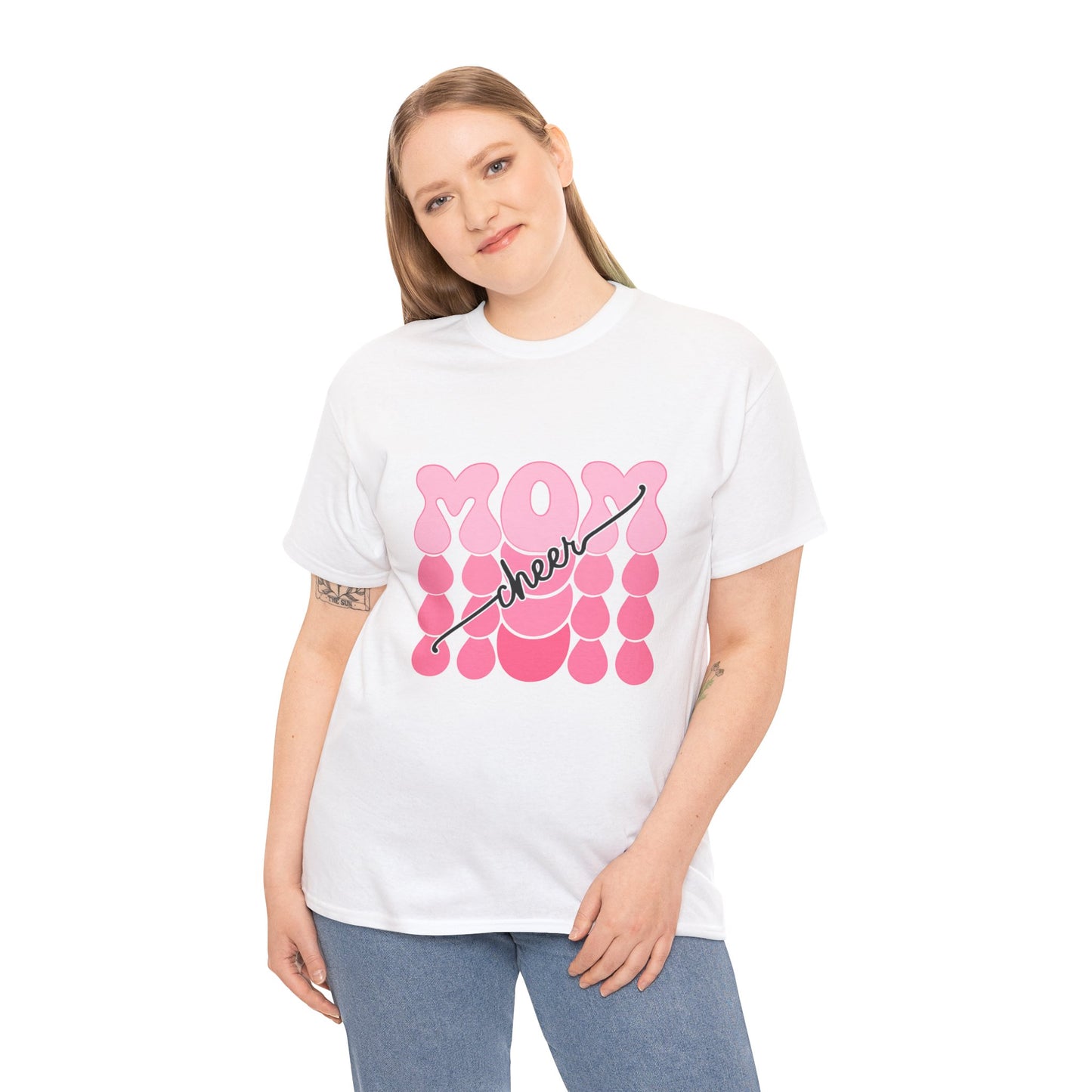 MOM Cheer – Pink Bubble Letter Spirit Tee