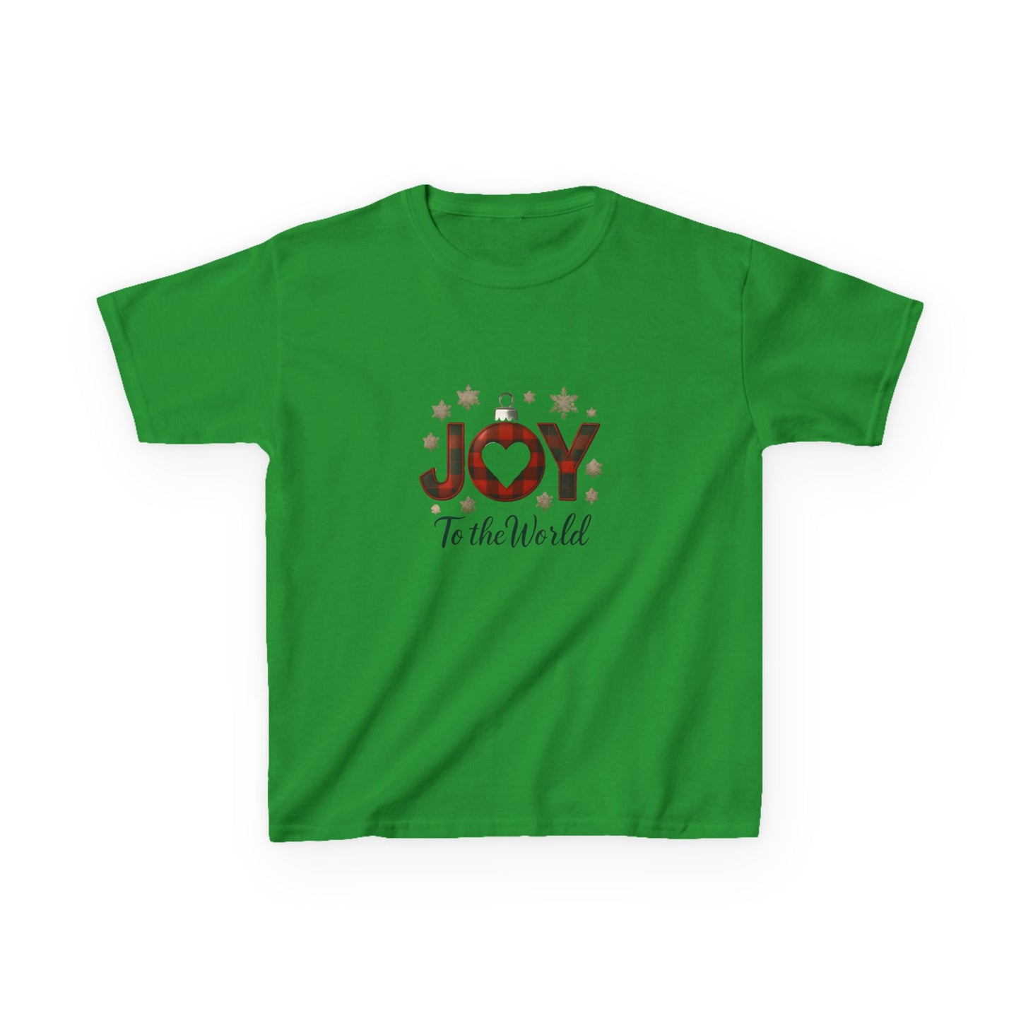 JOY Dinosaur Christmas Tee - Plaid Ornament Dino Shirt