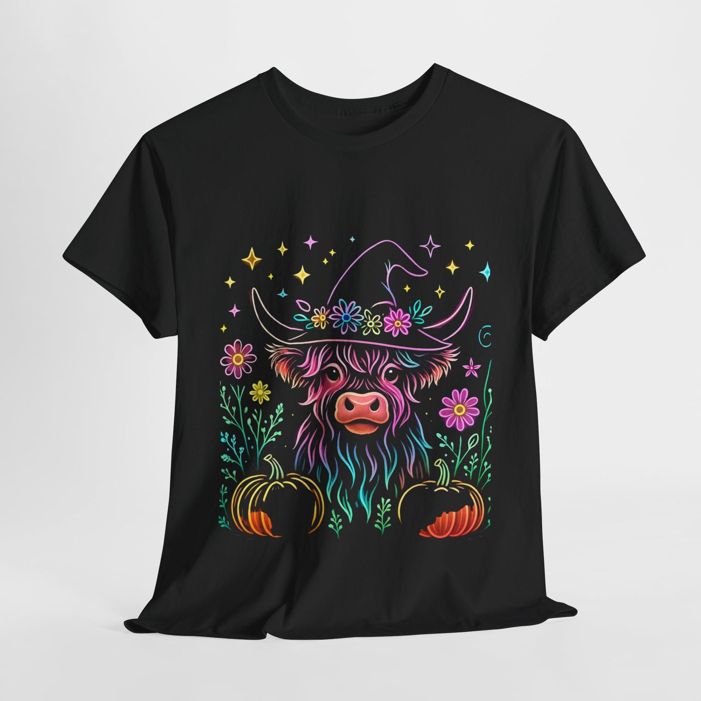 🎃 Magical Highland Cow Tee – Witchy Pumpkin Farm Shirt