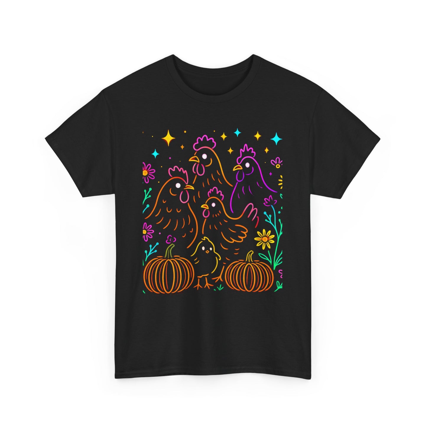 Autumn Glow Chicken Tee – Colorful Farmhouse Pumpkin Shirt