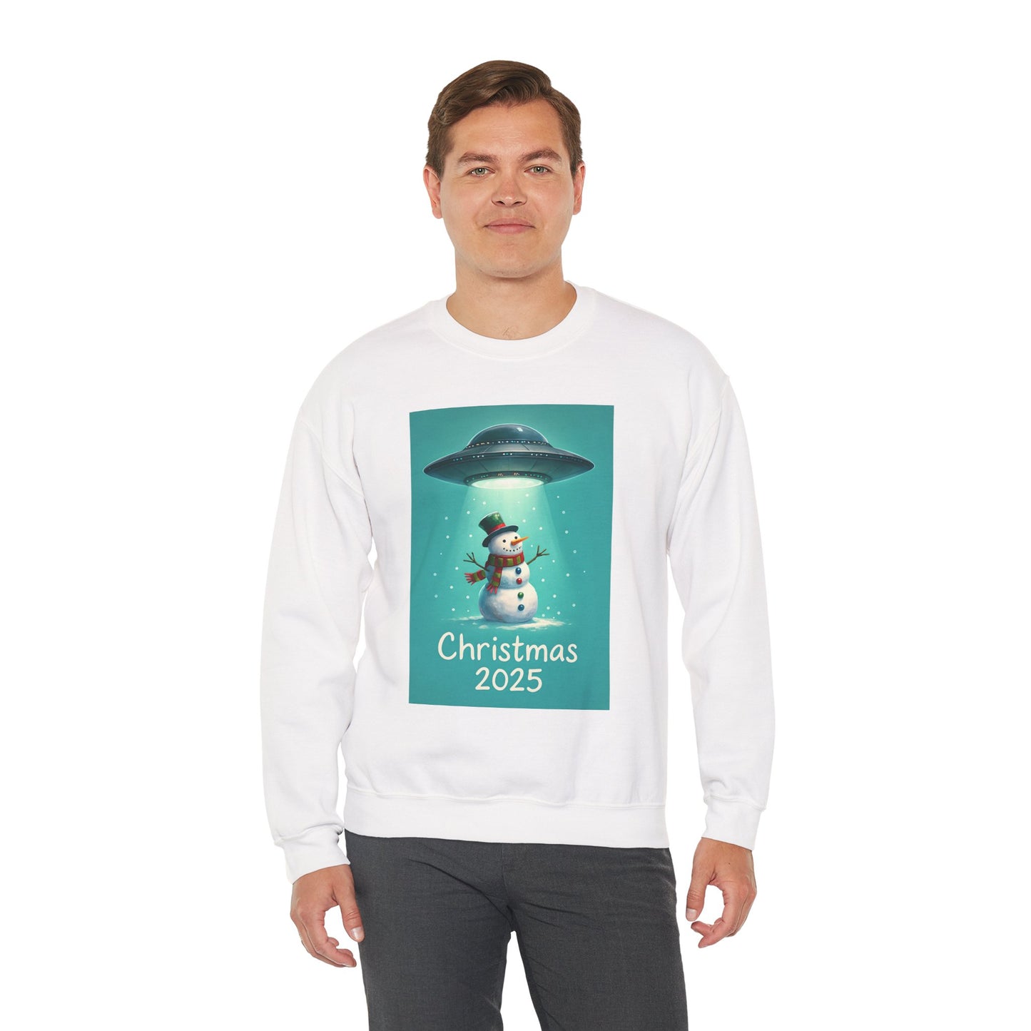 Alien Abduction Snowman Christmas 2025 Sweatshirt