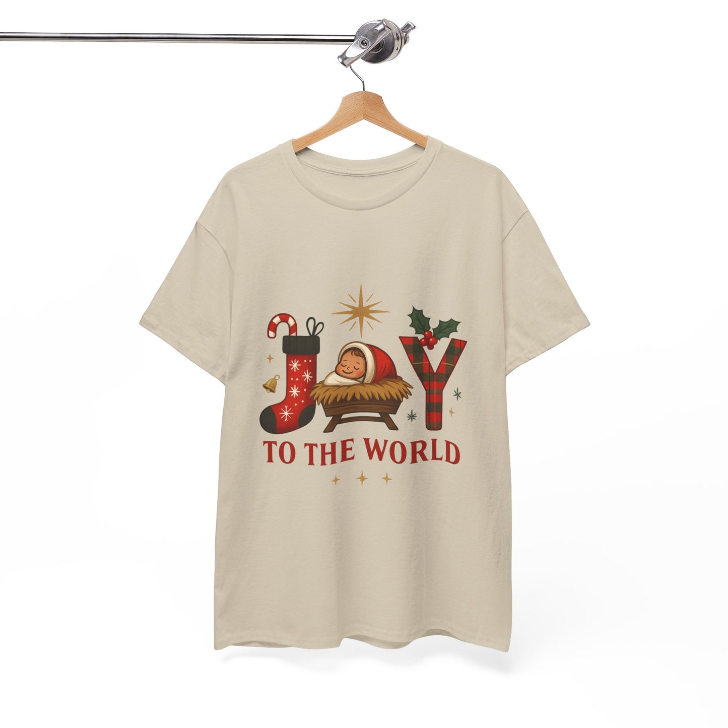 Christmas Joy Unisex Tee with Baby Jesus Illustration