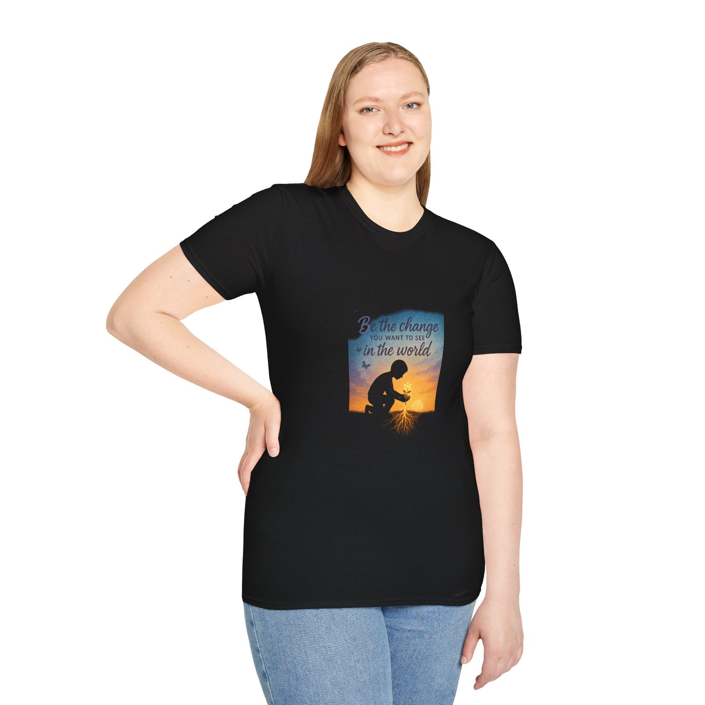 Inspirational Unisex T-Shirt - "Be the Change" - Motivational Tee for Everyday Wear, Gift for Activists, Comfortable and Stylish