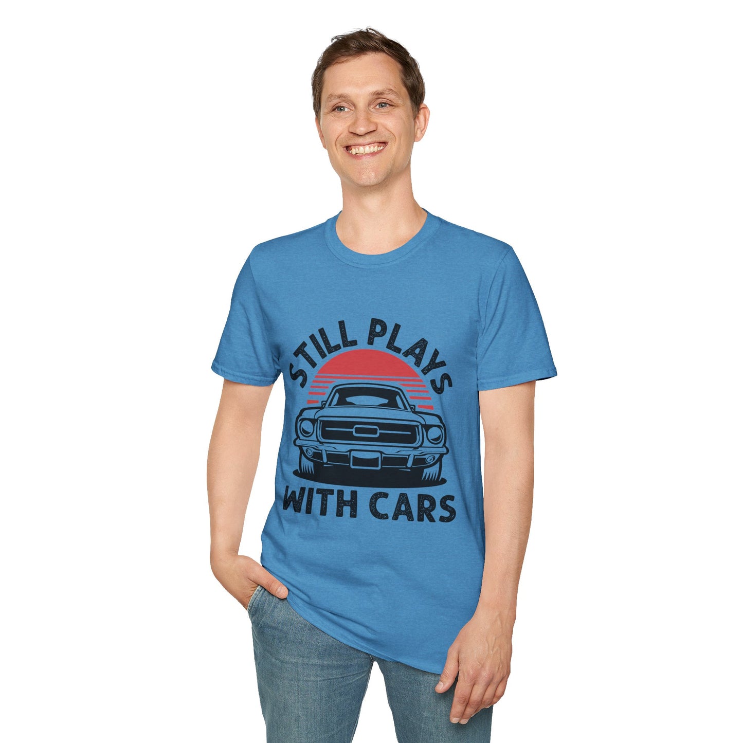Retro Car Enthusiast T-Shirt, Still Plays with Cars Tee, Gift for Men, Vintage Auto Lover Shirt, Casual Wear, Birthday Present