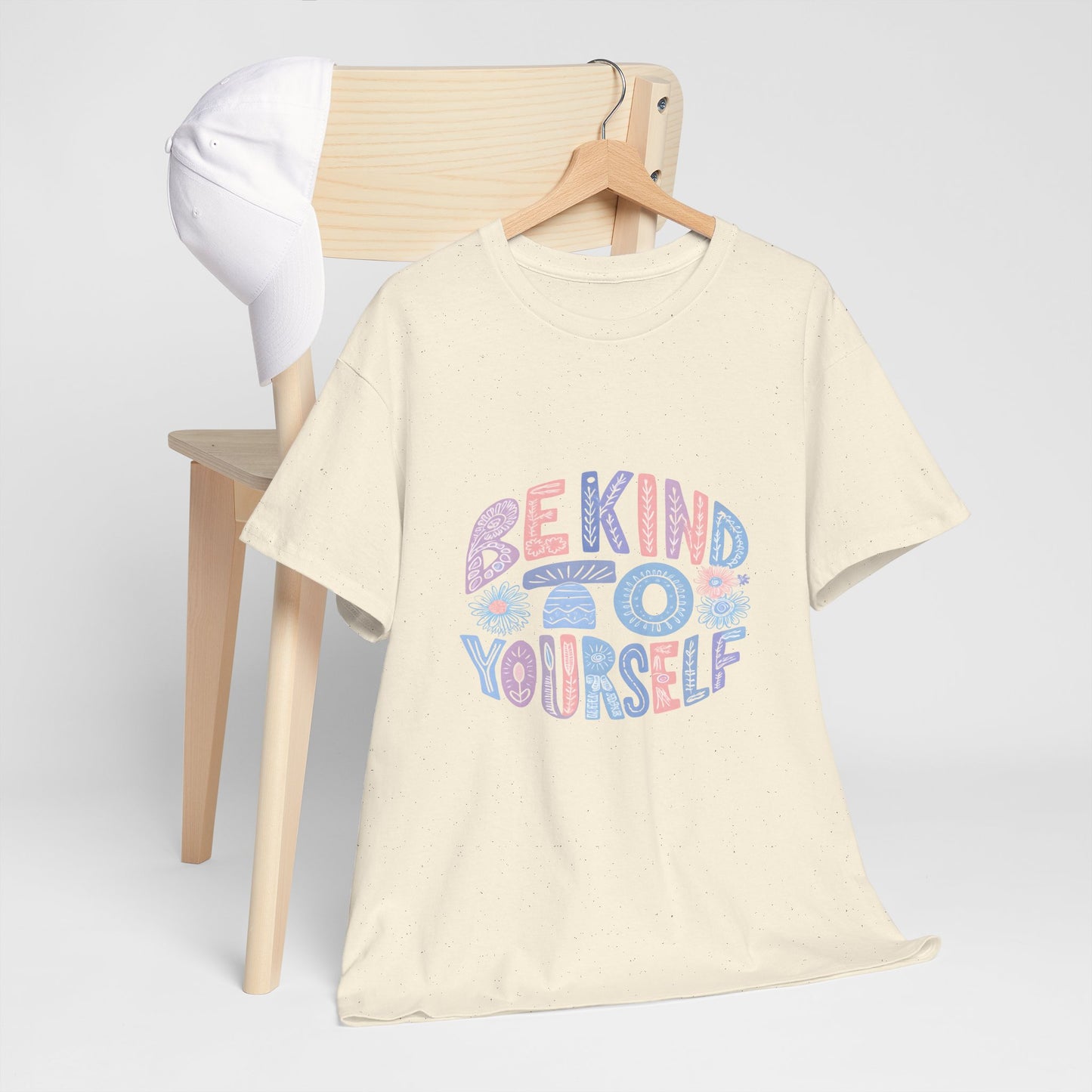 Be Kind to Yourself Pink T-Shirt – Uplifting Floral Self-Care Message