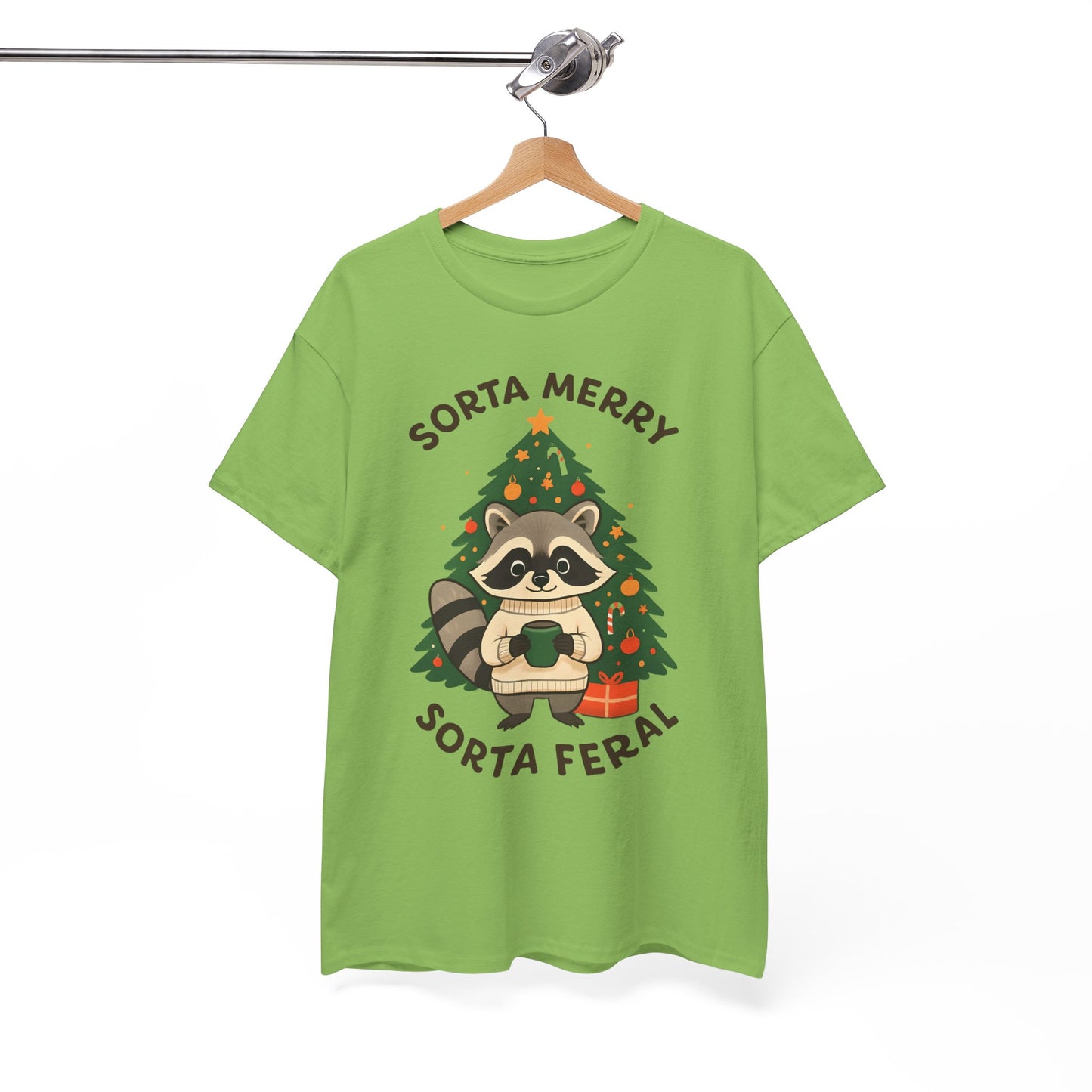 Sorta Merry Sorta Feral Raccoon Christmas Tee