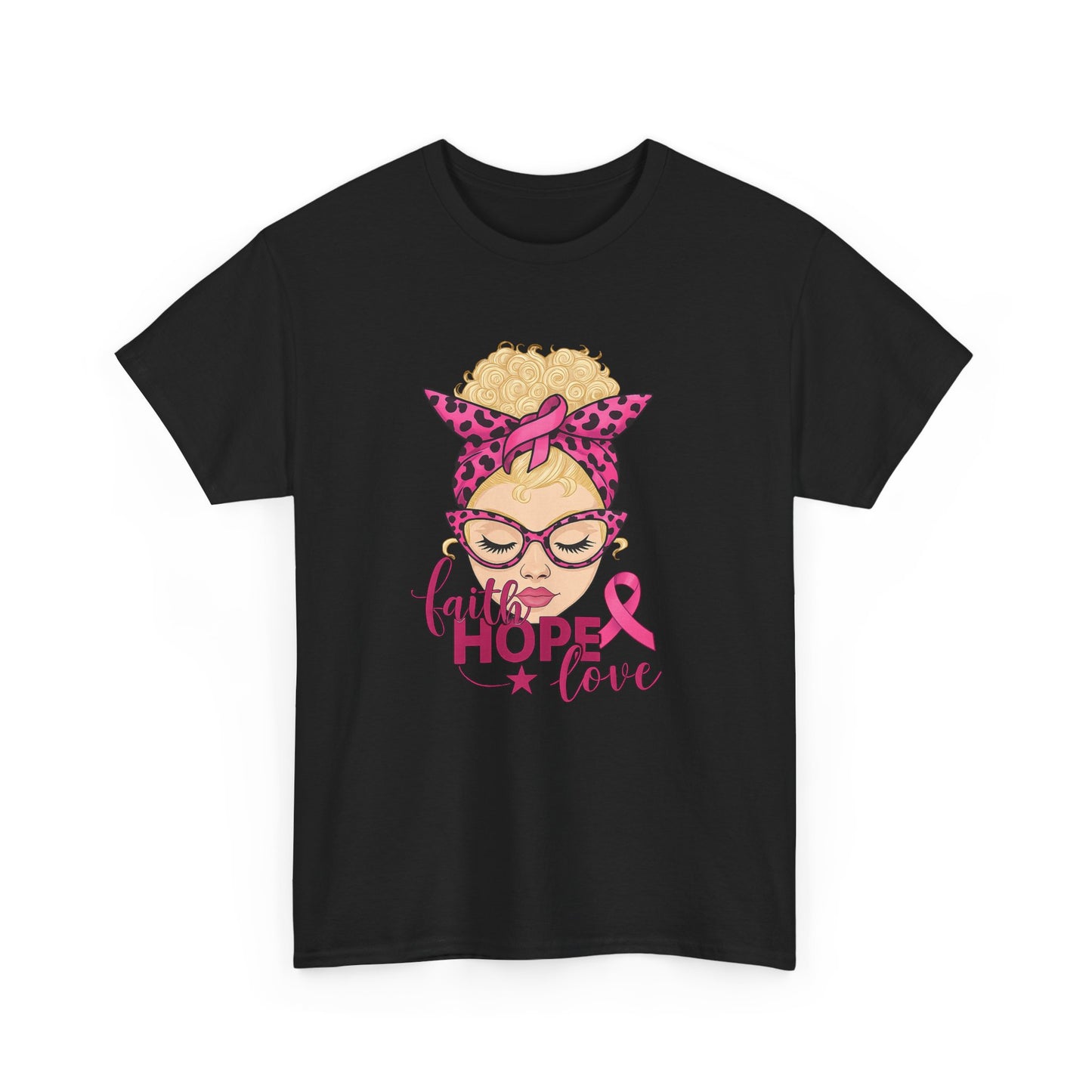Hope Love Pink Ribbon Tee - Breast Cancer Awareness