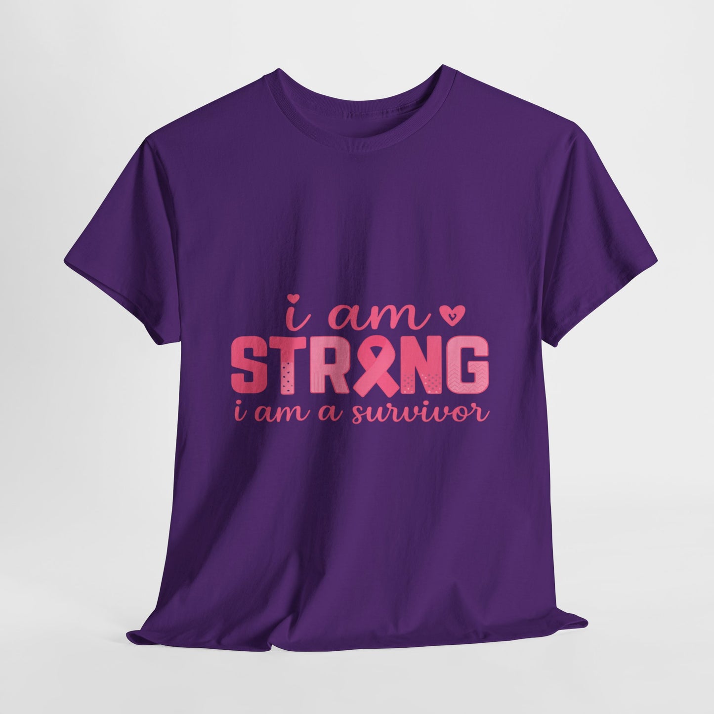 I AM STRONG - Pink Ribbon Breast Cancer Awareness Tee